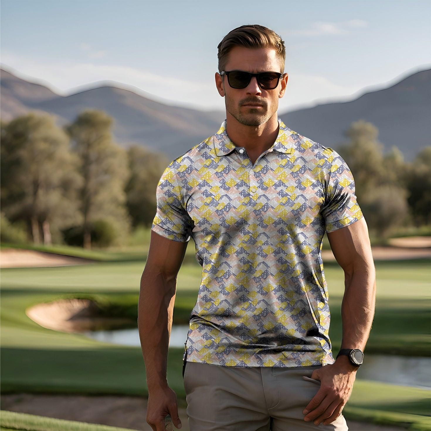 Men's golf mountain range polo