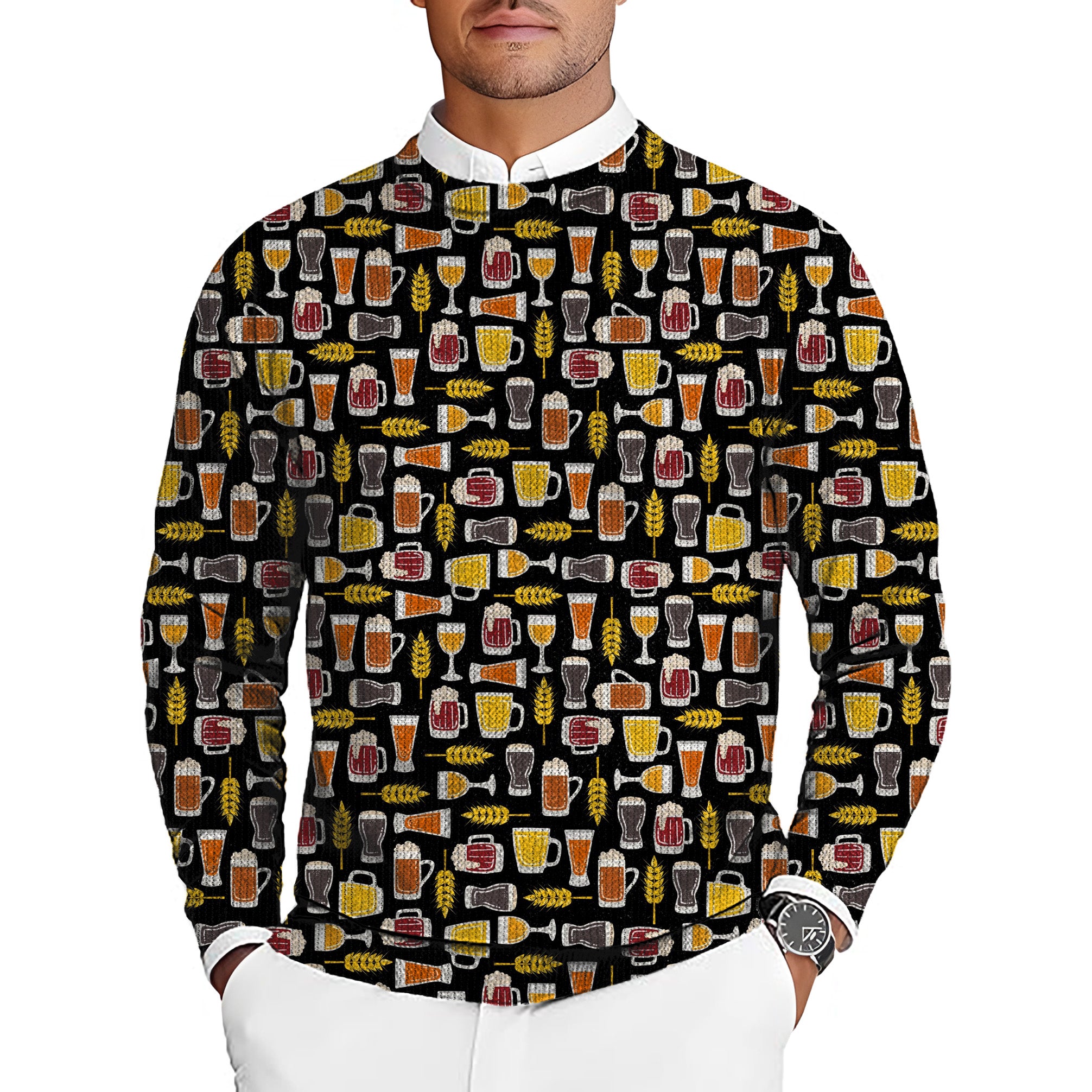 Fall Brewskis Men's Golf Crewneck Pullover Sweaters Ugly Sweater