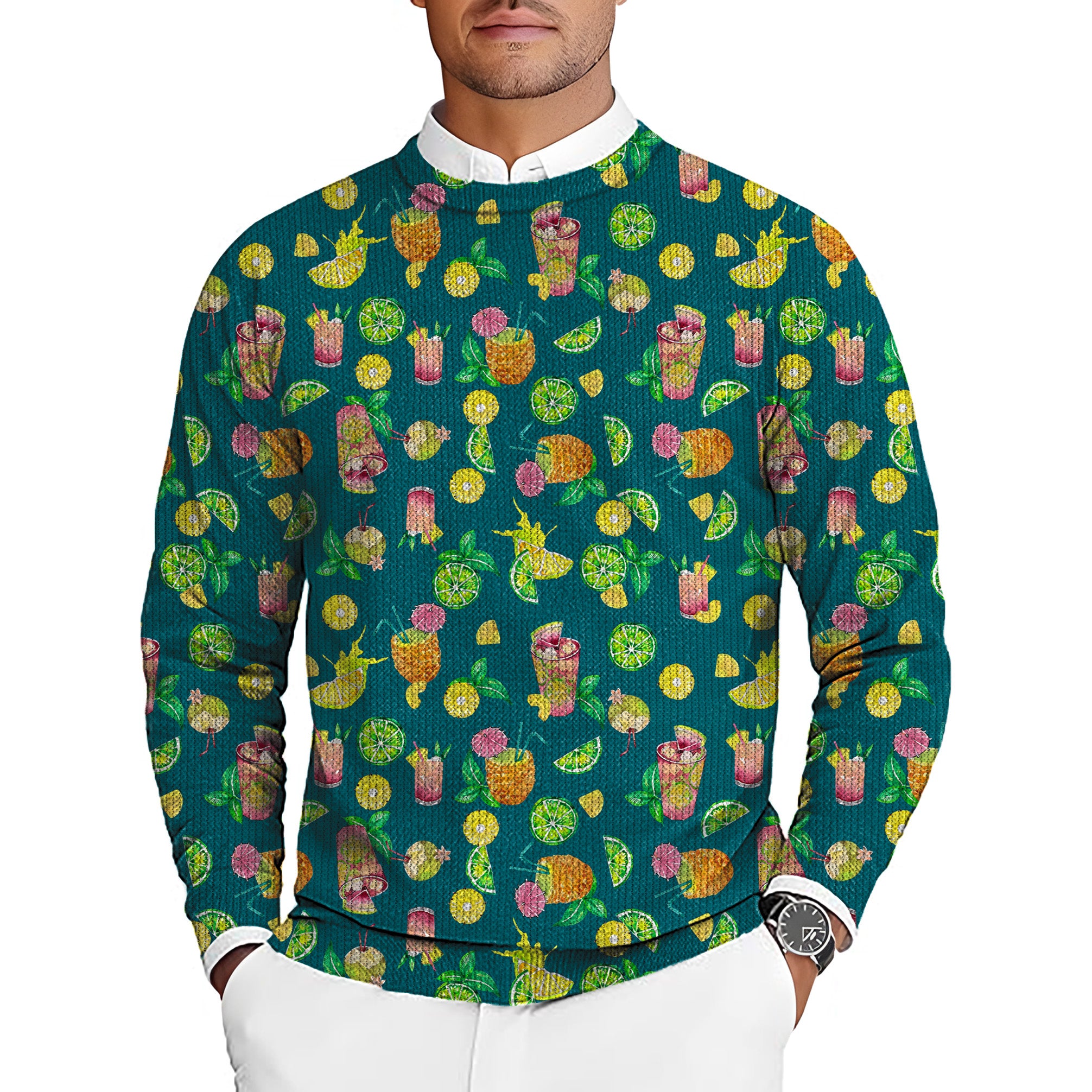 Tropical Paradise Men's Golf Crewneck Pullover Sweaters Ugly Sweater