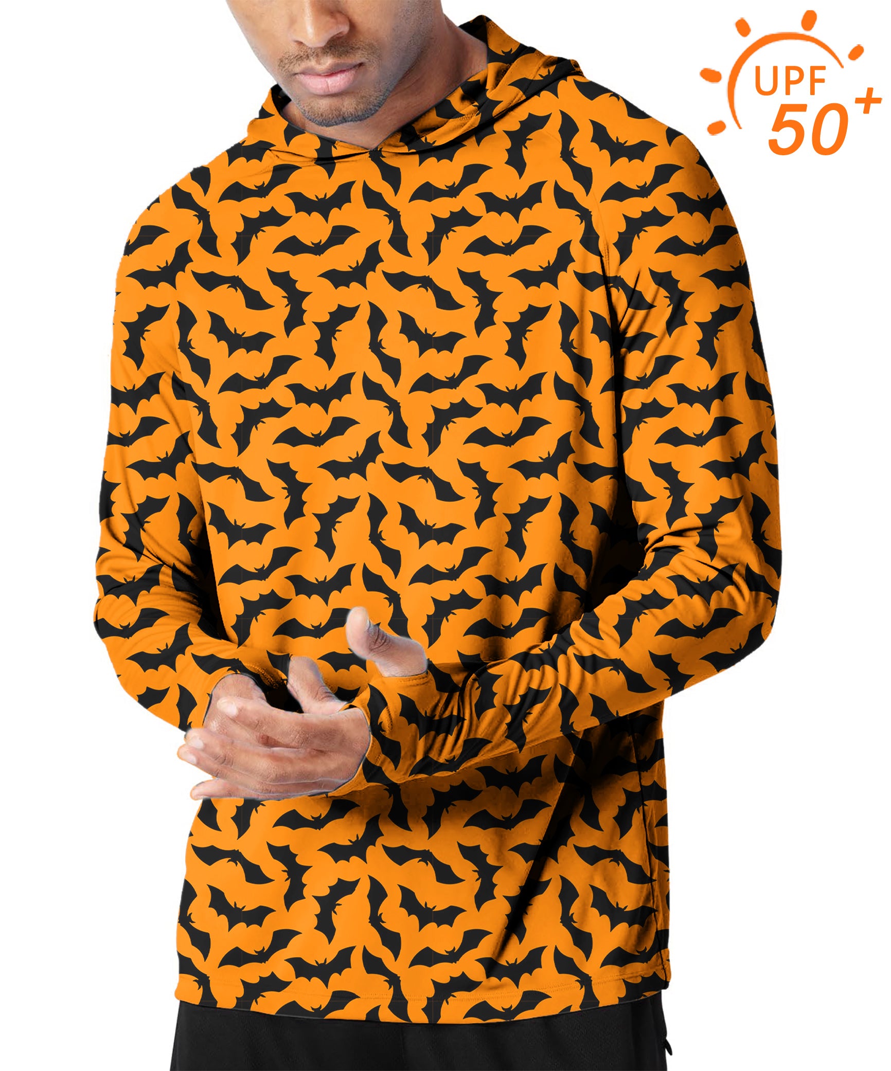 Men's Outdoor Halloween Bat Custom The Background Color Golf Sun Protection Slim Fit  hoodies