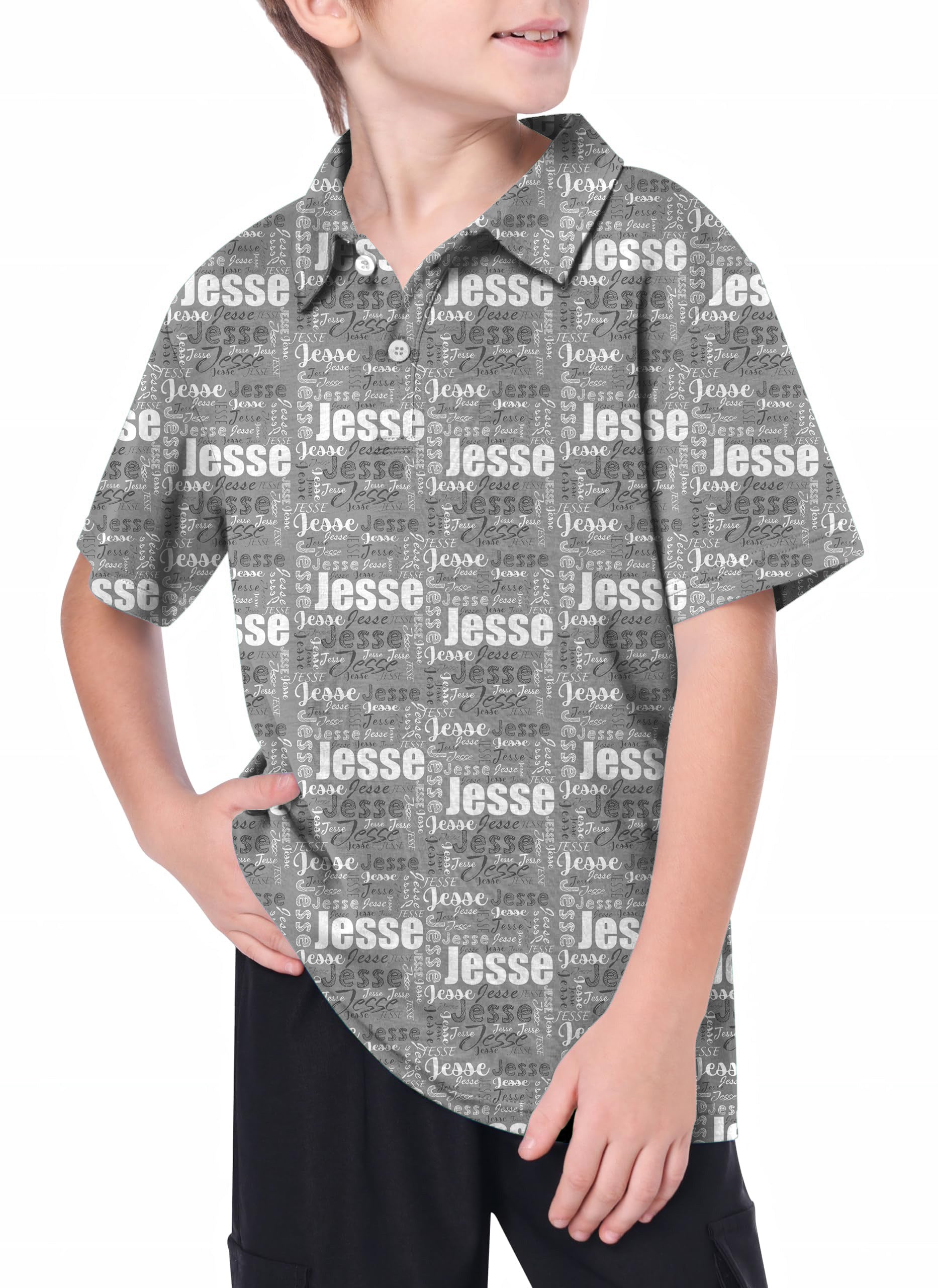 Youth Custom name grey Golf Polo