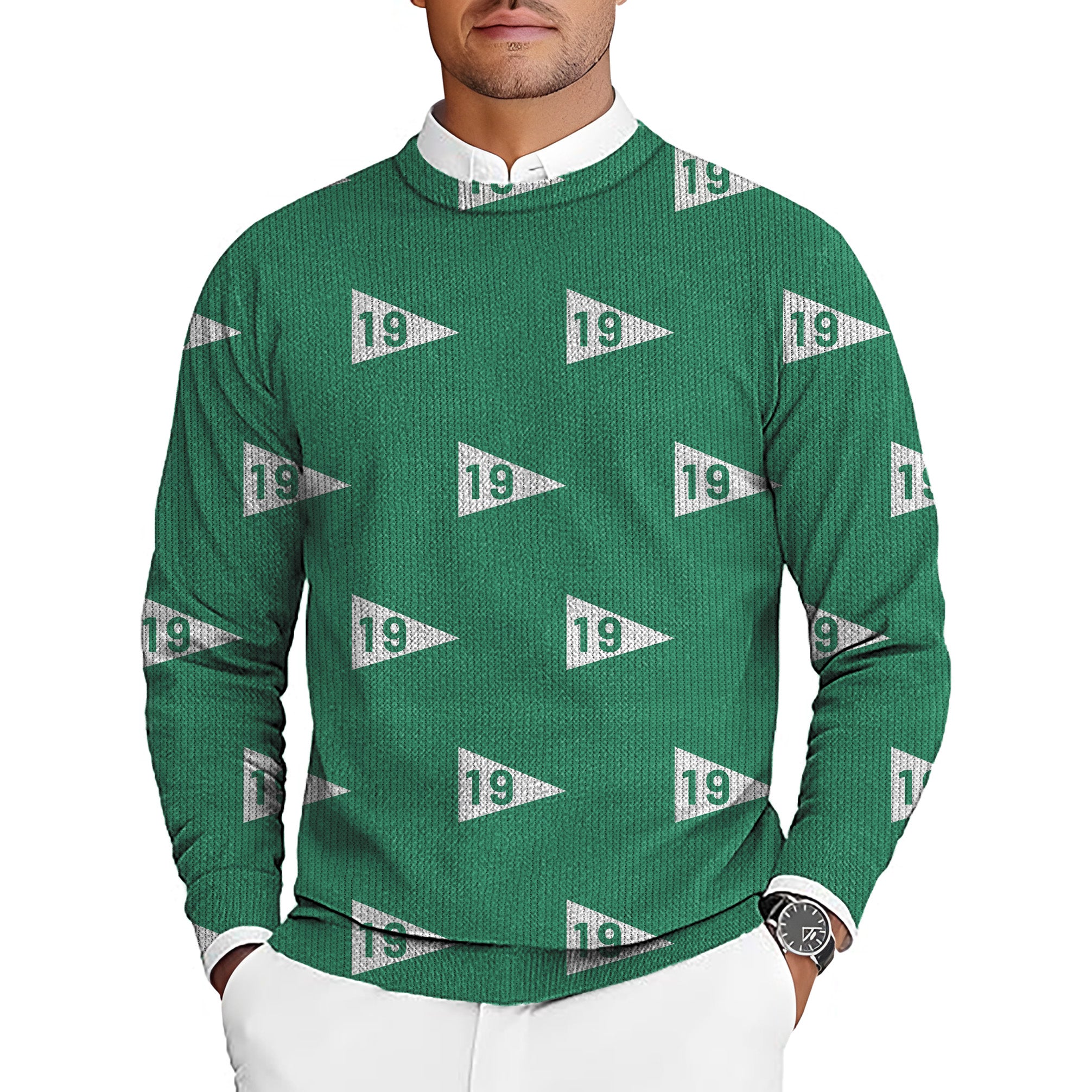 19th hole-38 Men's Golf Crewneck Pullover Sweaters Ugly Sweater