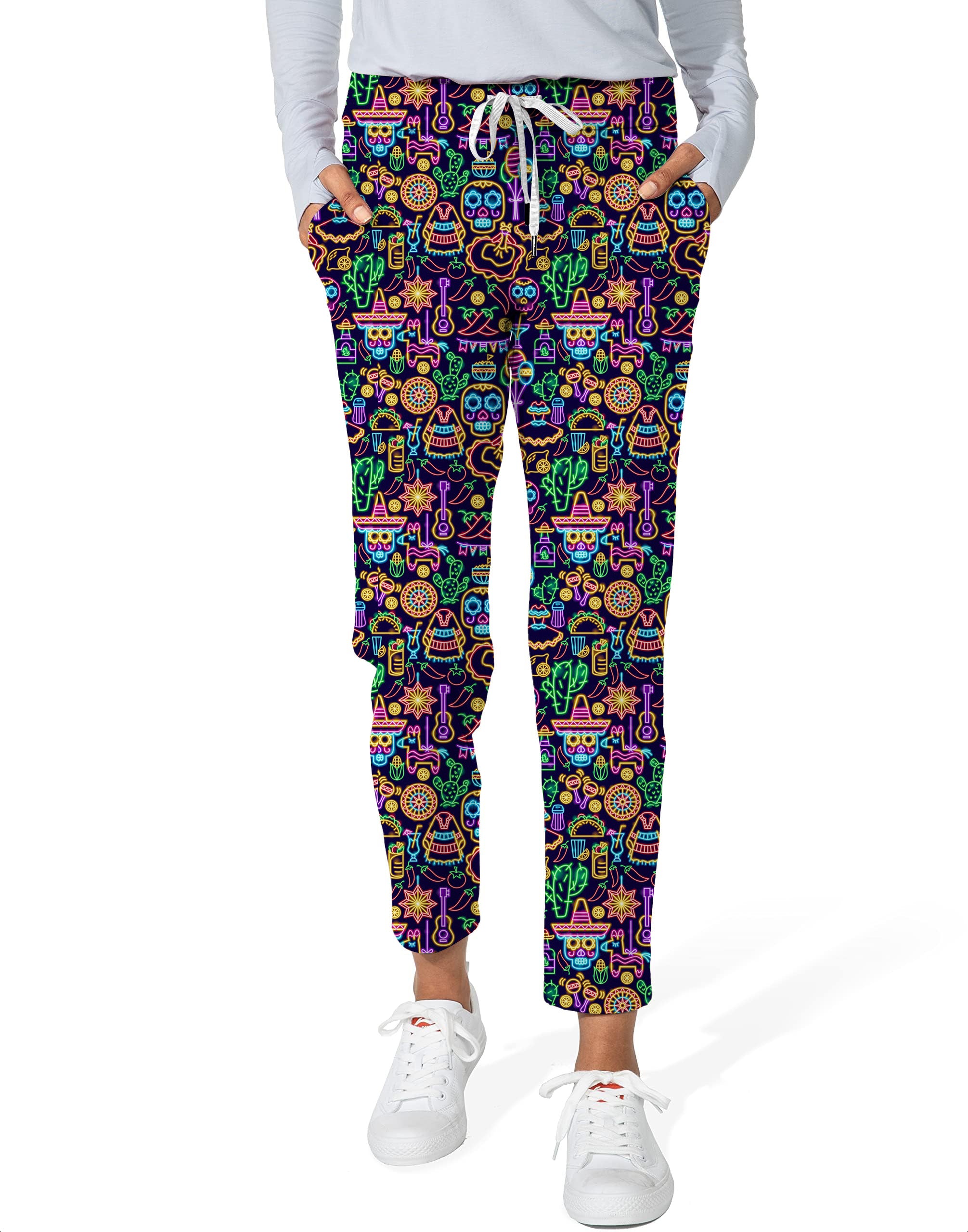 Neon Fiesta-Women's 7/8 Stretch Ankle Golf Pants