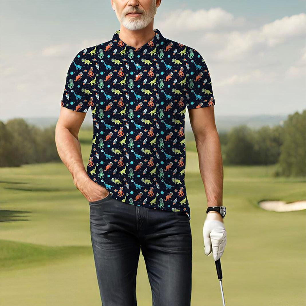 Men's Space Dinosaur golf polo