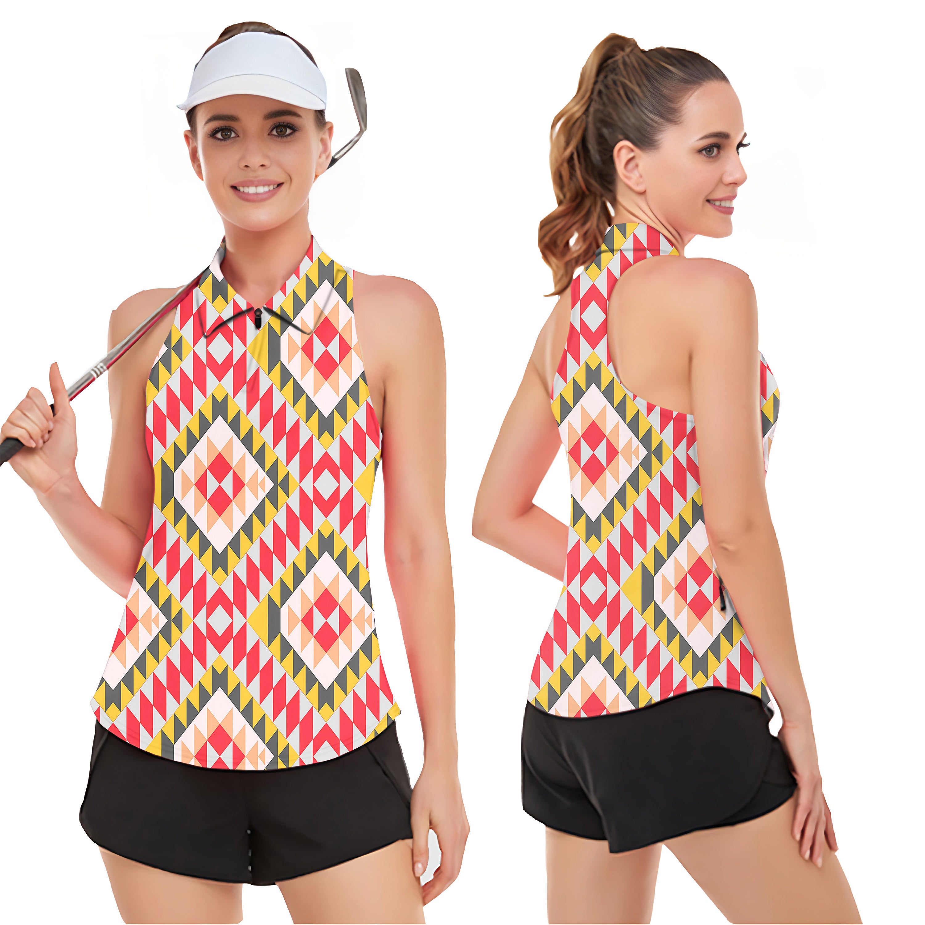 Eco Friendly Bold Vibrations Women‘s Sleeveless Golf Tank Top Shirt Polo