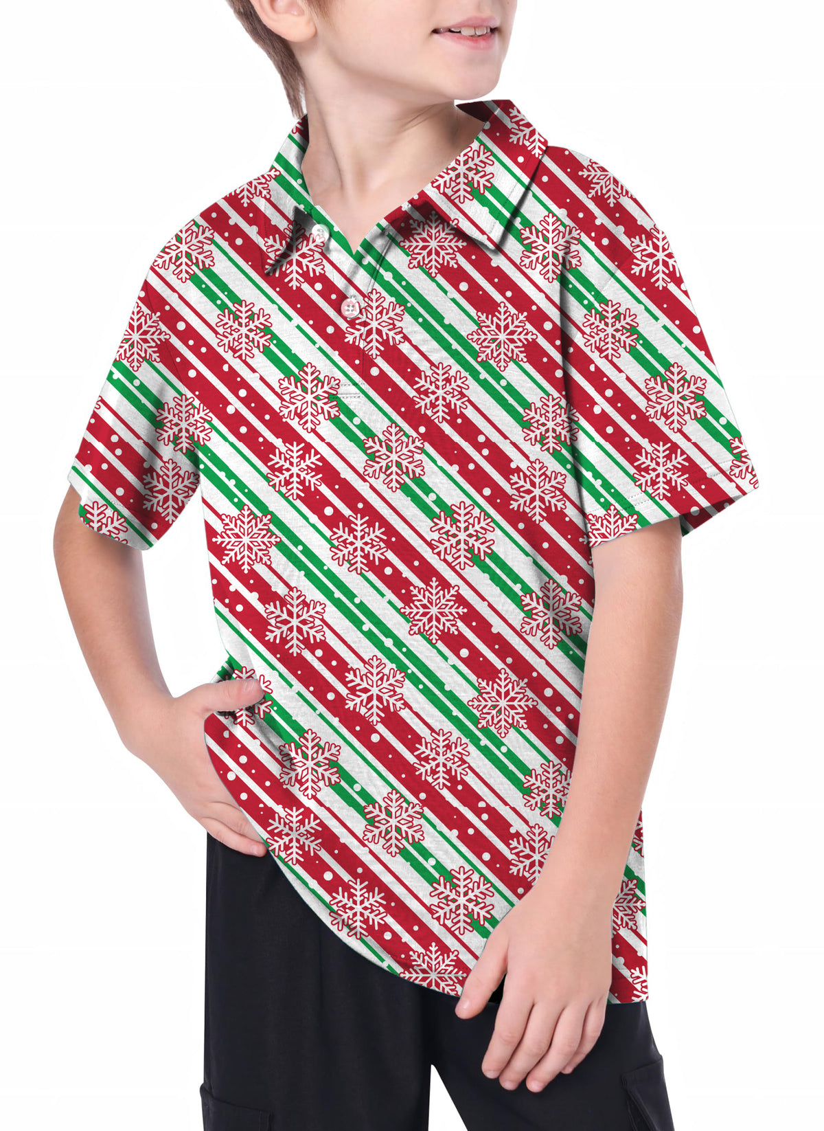 Youth Christmas Snowflake Golf Polo