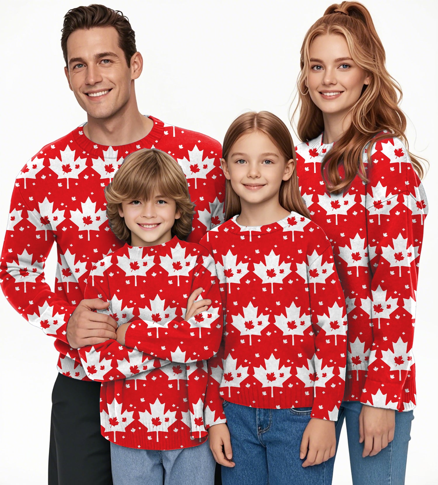 Canadian Maple Leaf Crewneck Pullover Ugly Sweater Men Women boy girl family