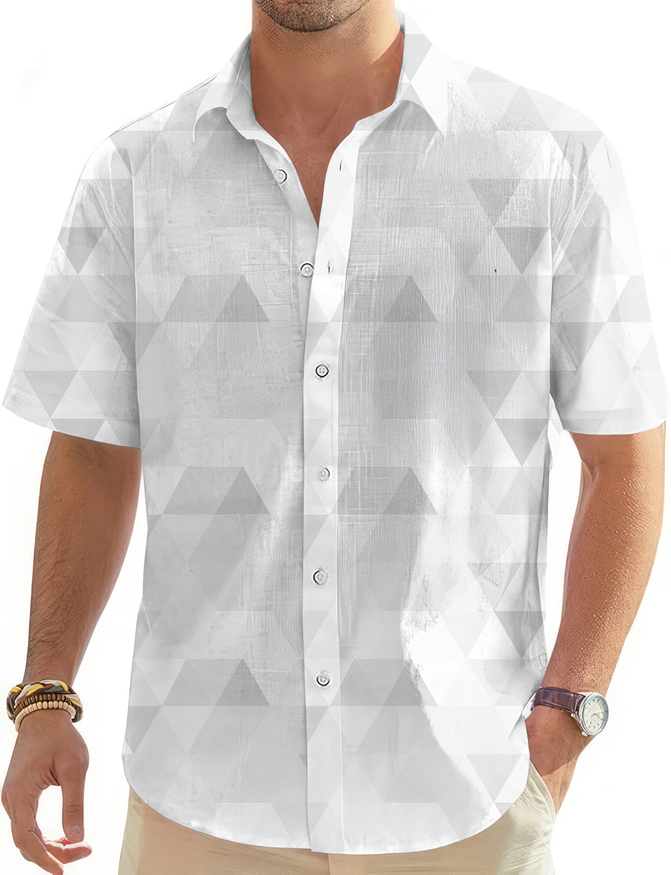 Abstract Grey Background With Triangular Pattern Men's Golf Hawaiian Shirts Button Down Shirt
