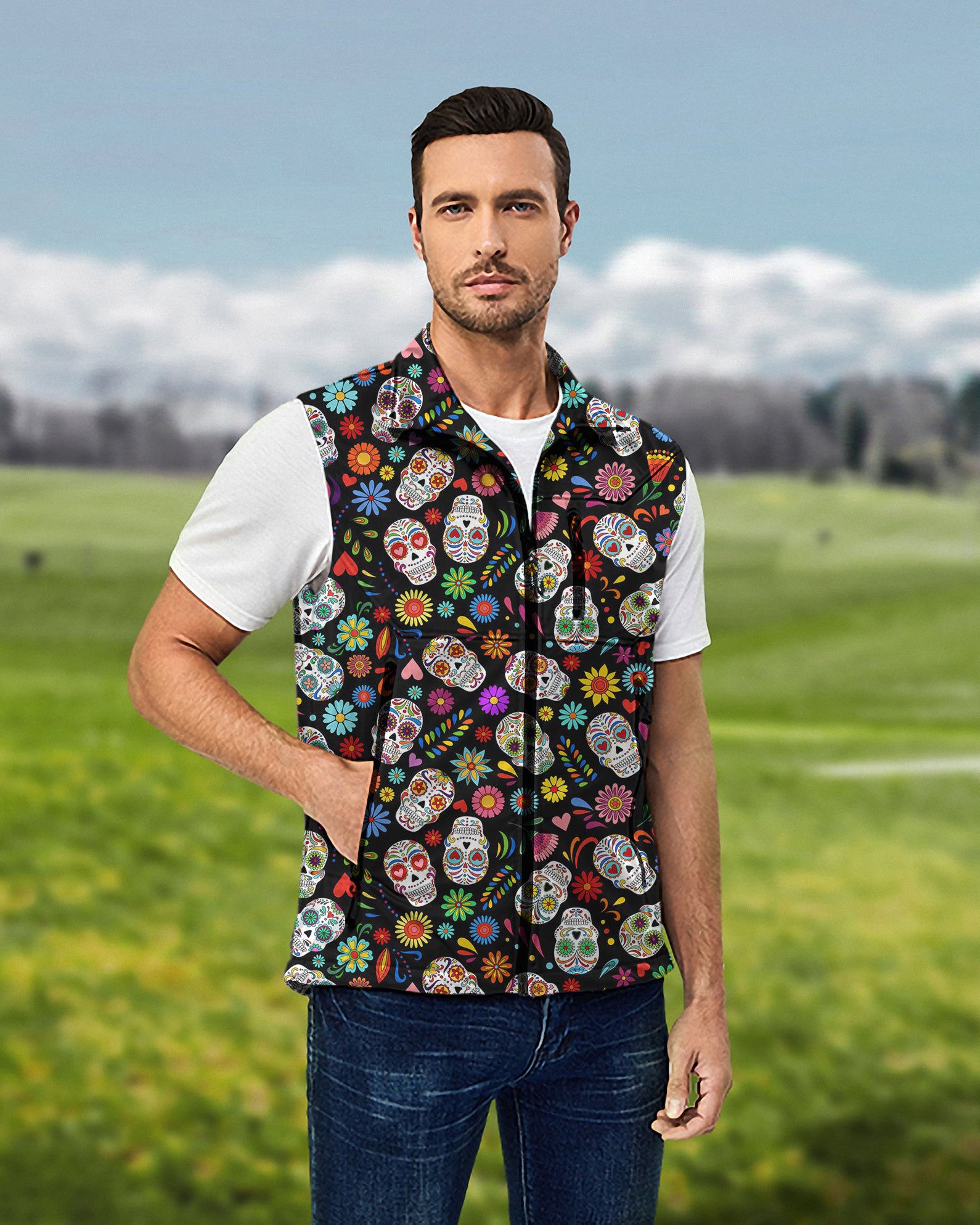 Men's FIESTA FEELING Lightweight Softshell Vest Sleeveless Jacket for Golf Windproof Waterproof