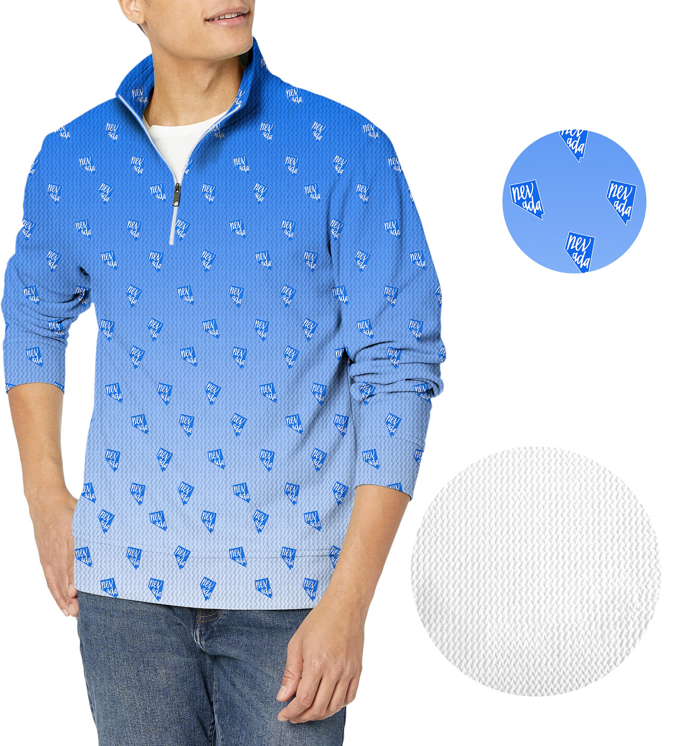 Blue Nevada Men's Golf Waffle Zipper Pullover
