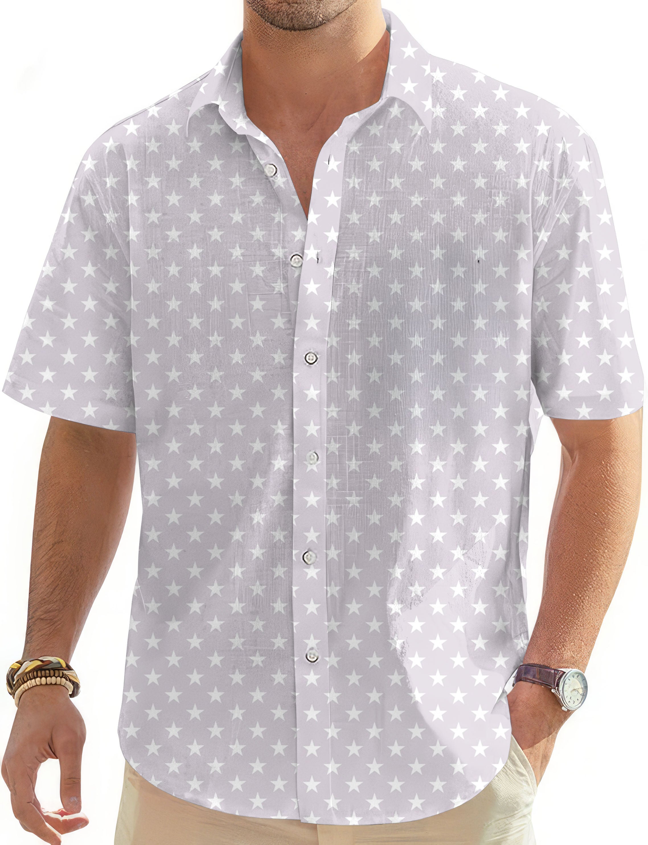American Stripes-Men's Golf Hawaiian Shirts Button Down Shirt