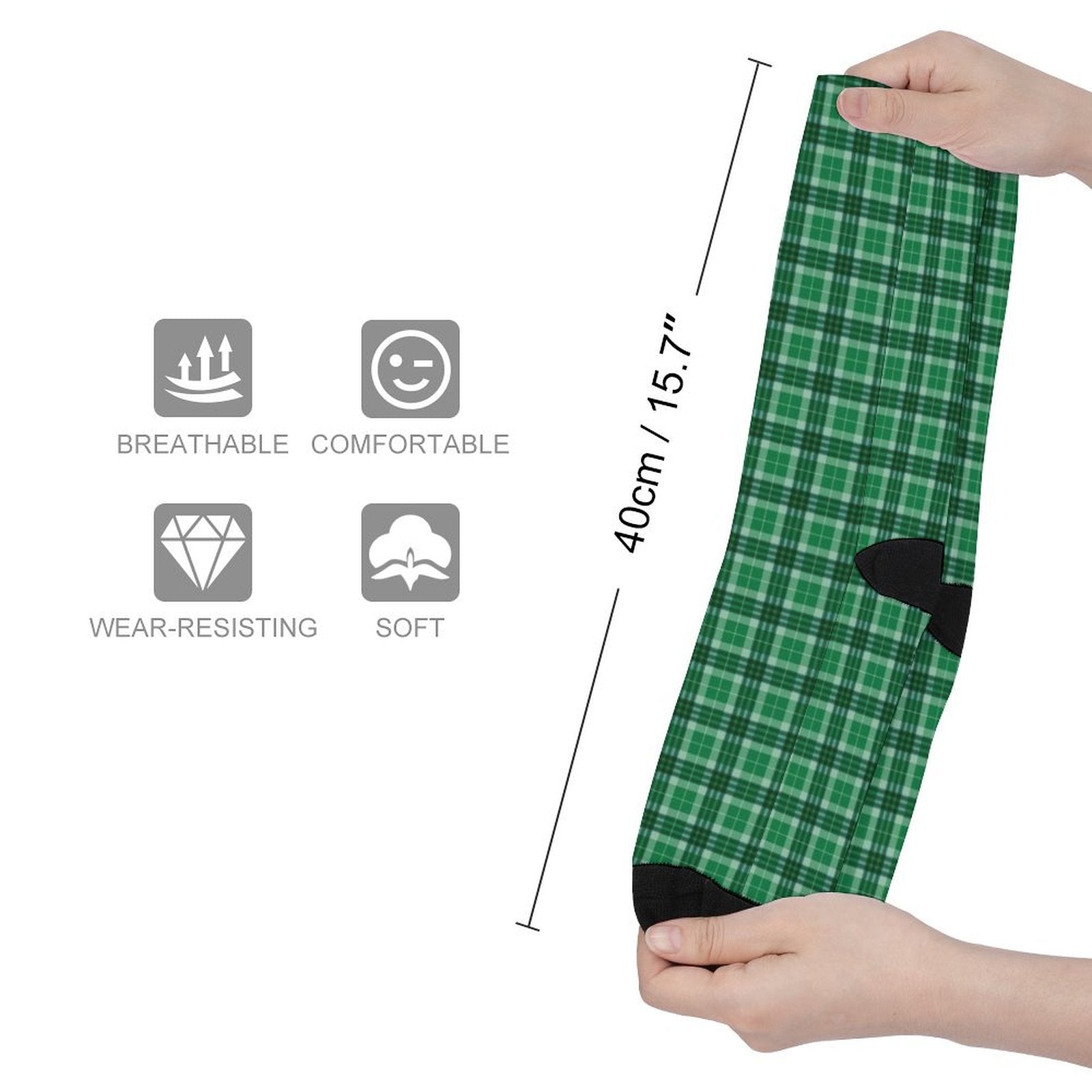 Green grid Prined socks Gifts for Men Women