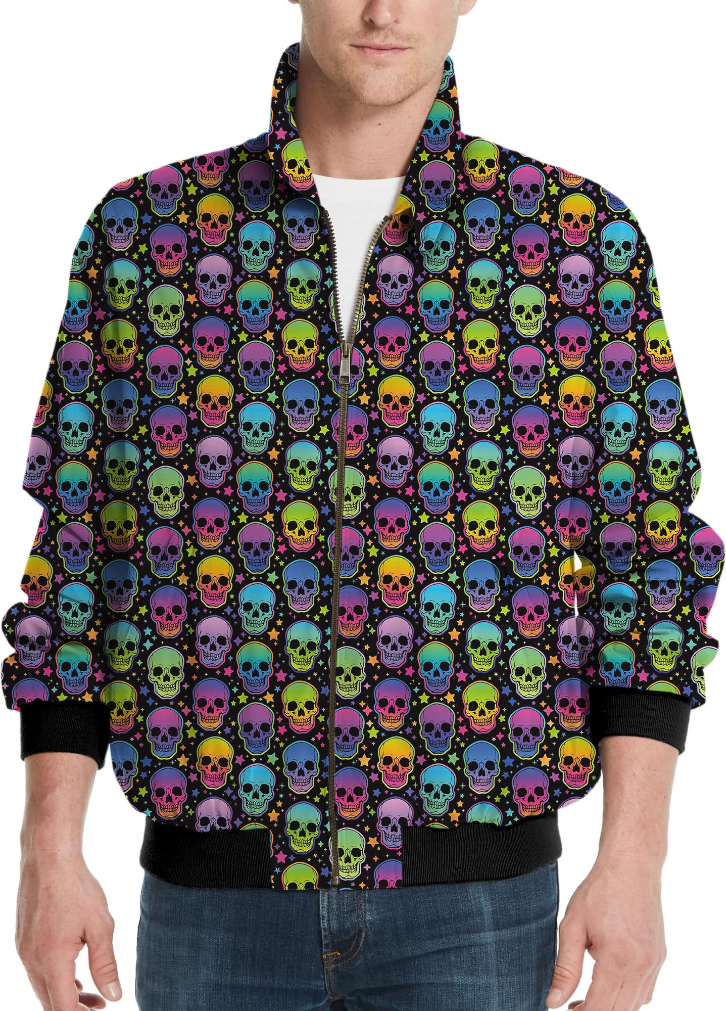 Neon Skulls-Men's Golf Windbreaker Light Jacket
