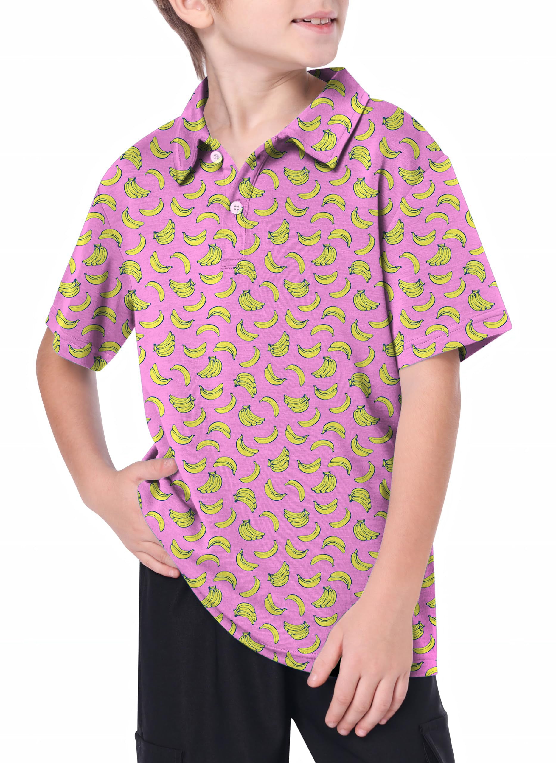 Youth Pink Banana Summer Golf Polo