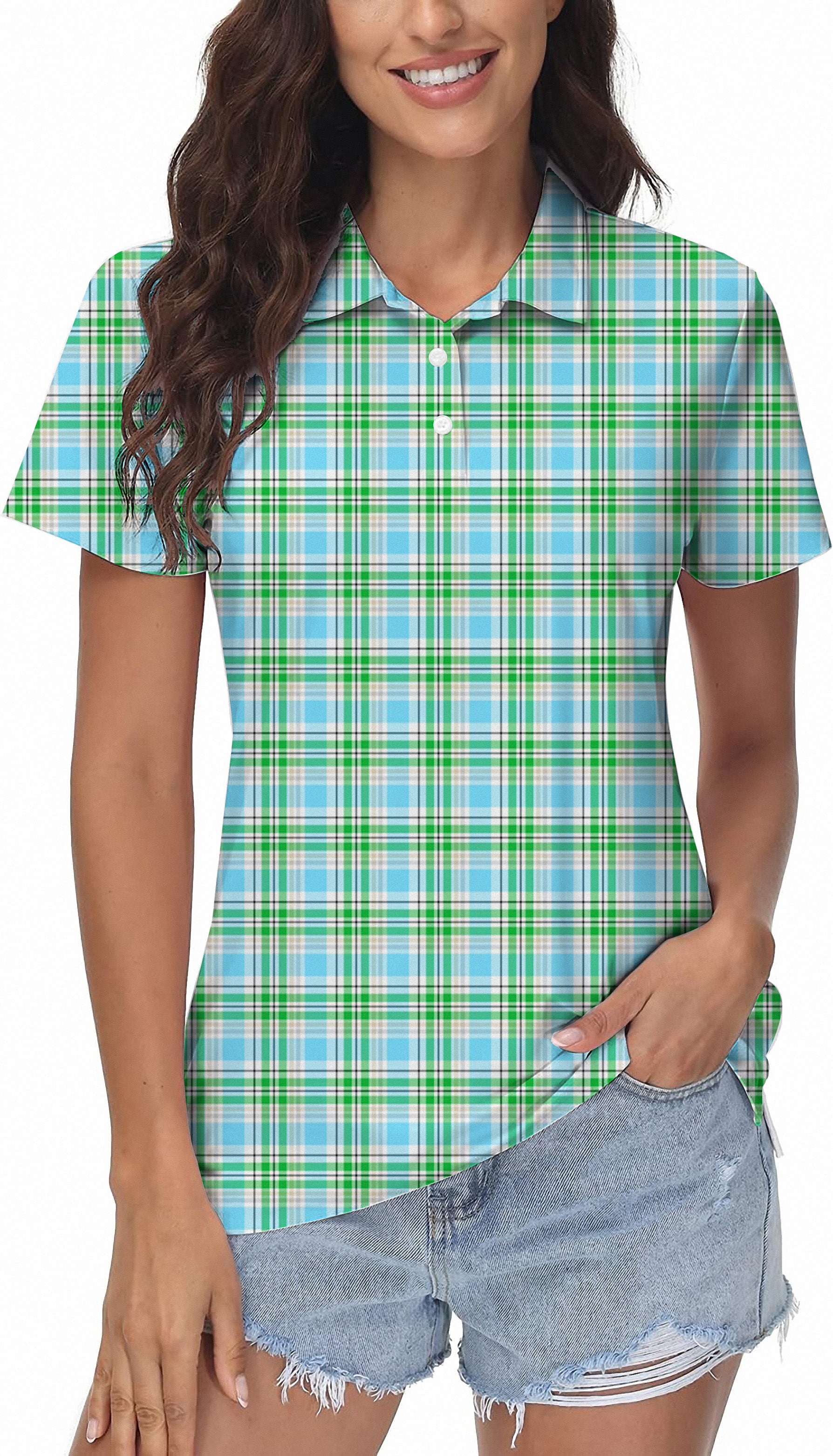 Striped checkerboard Women's Golf Polo