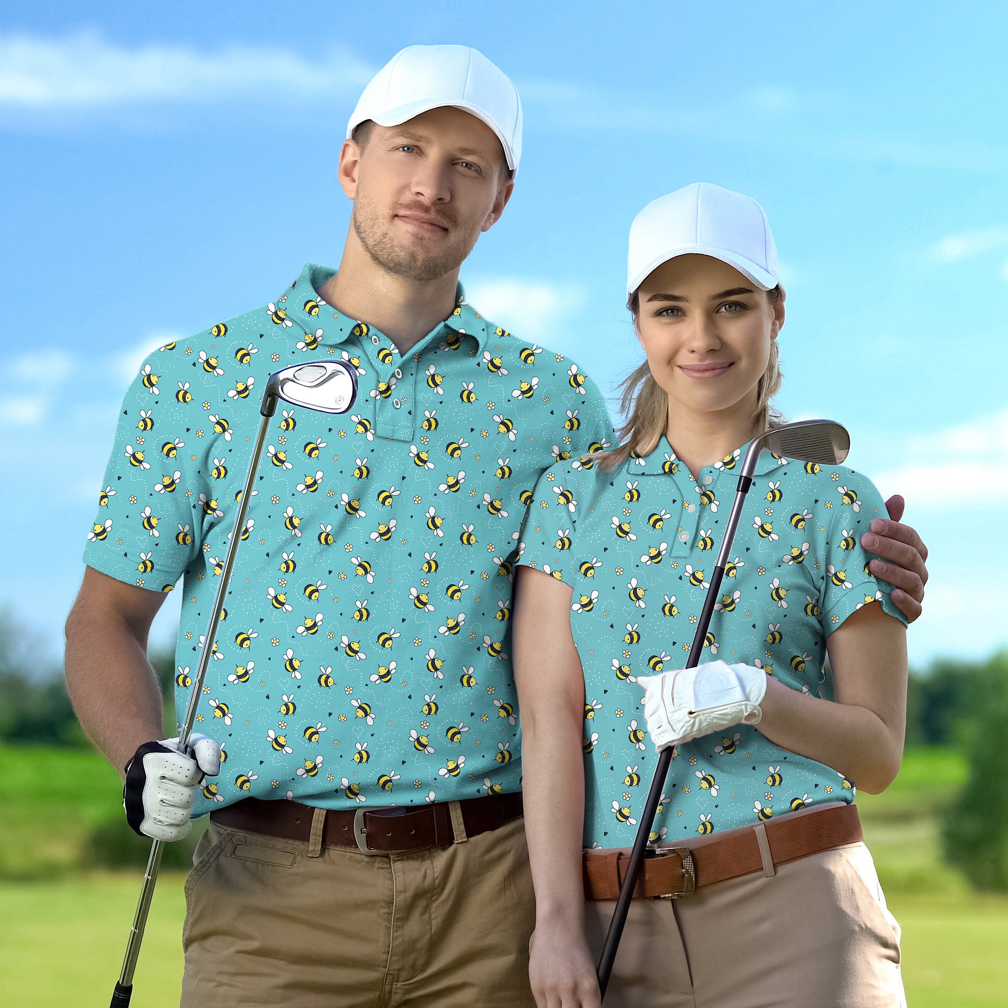 Golf Polo Couple Family set Bumble Bee tournament