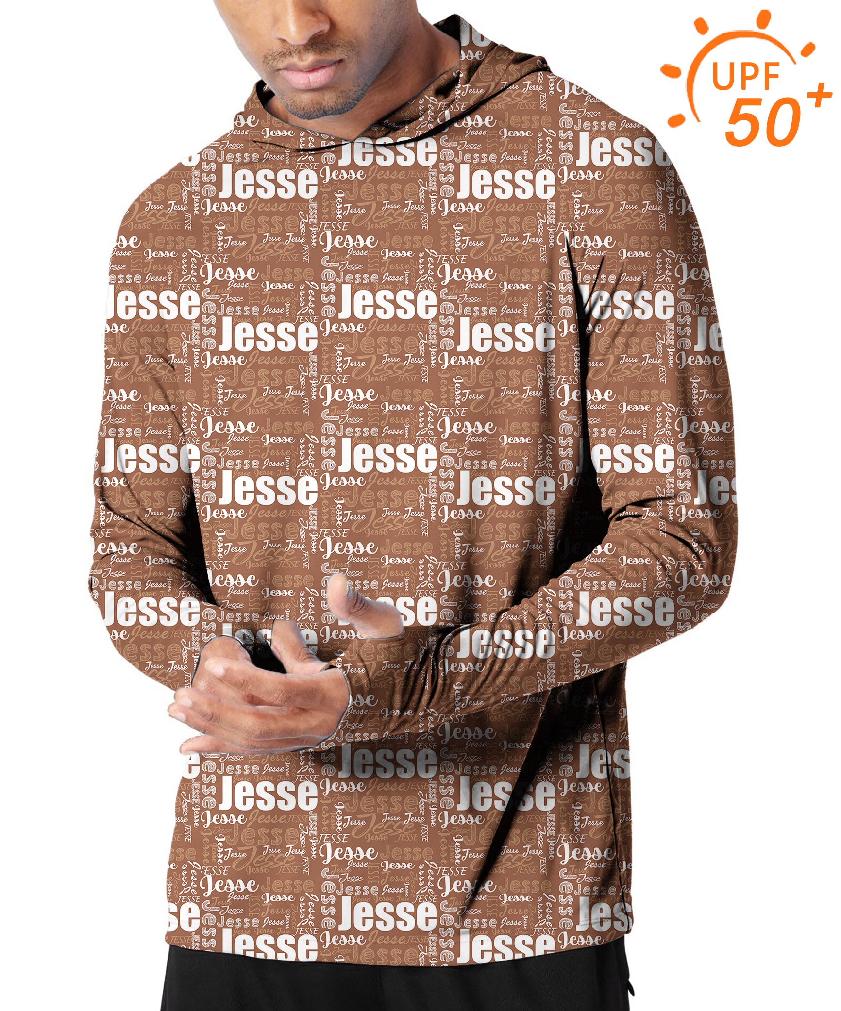 Men's Outdoor Custom name brown Golf Sun Protection Slim Fit  hoodies