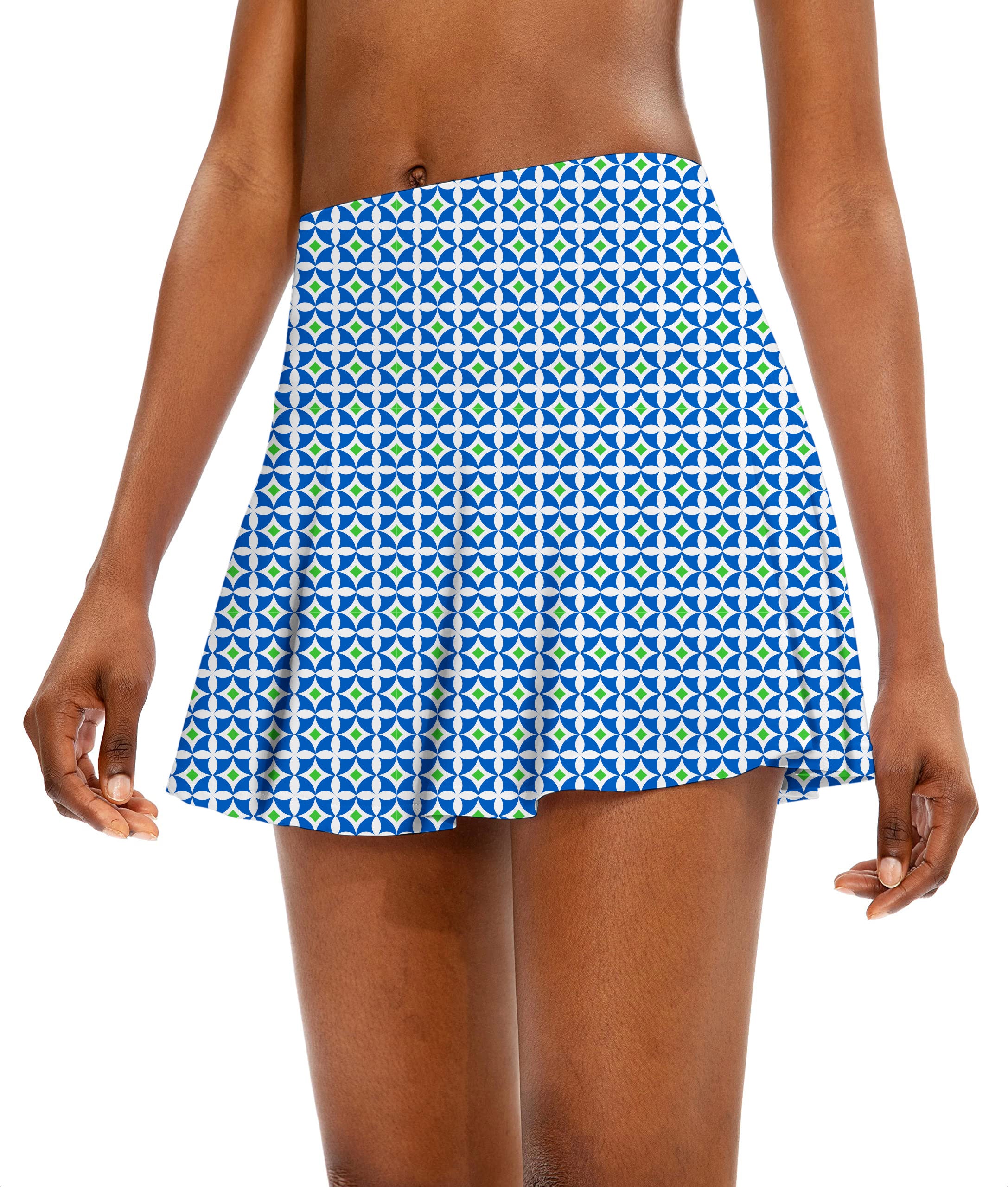 Blue-Green Diamond Women's Athletic Golf Skorts Flared Skirts