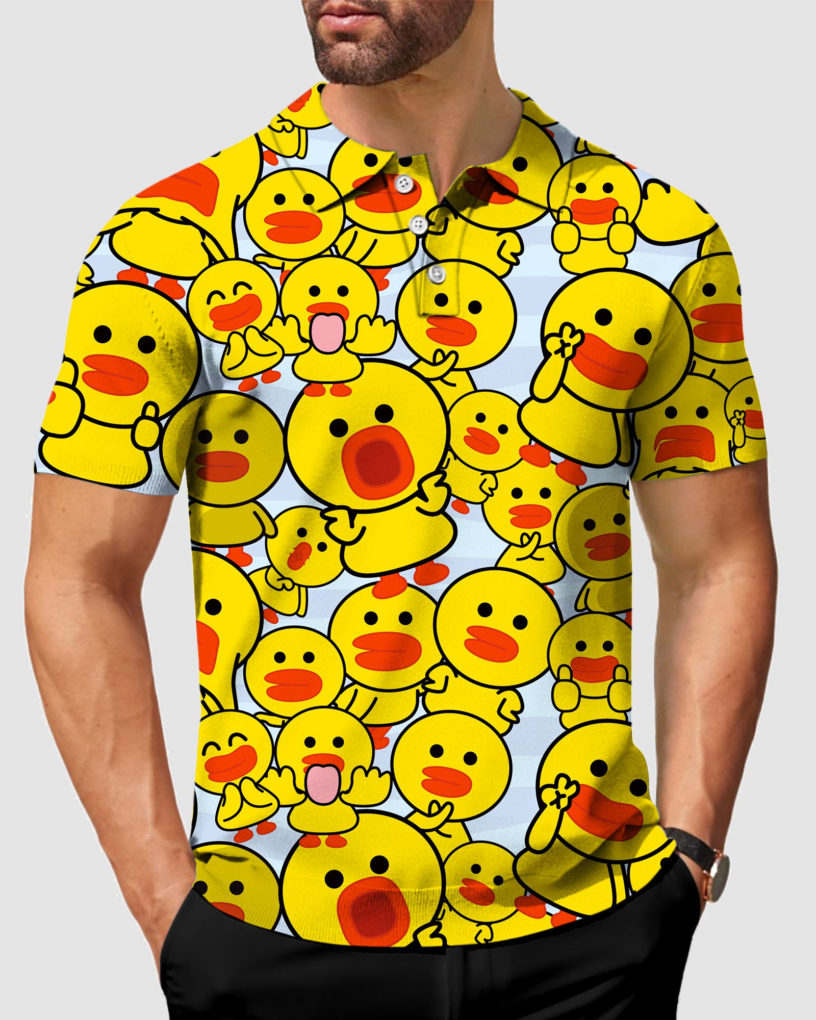 Men's Yellow duck Golf Polo