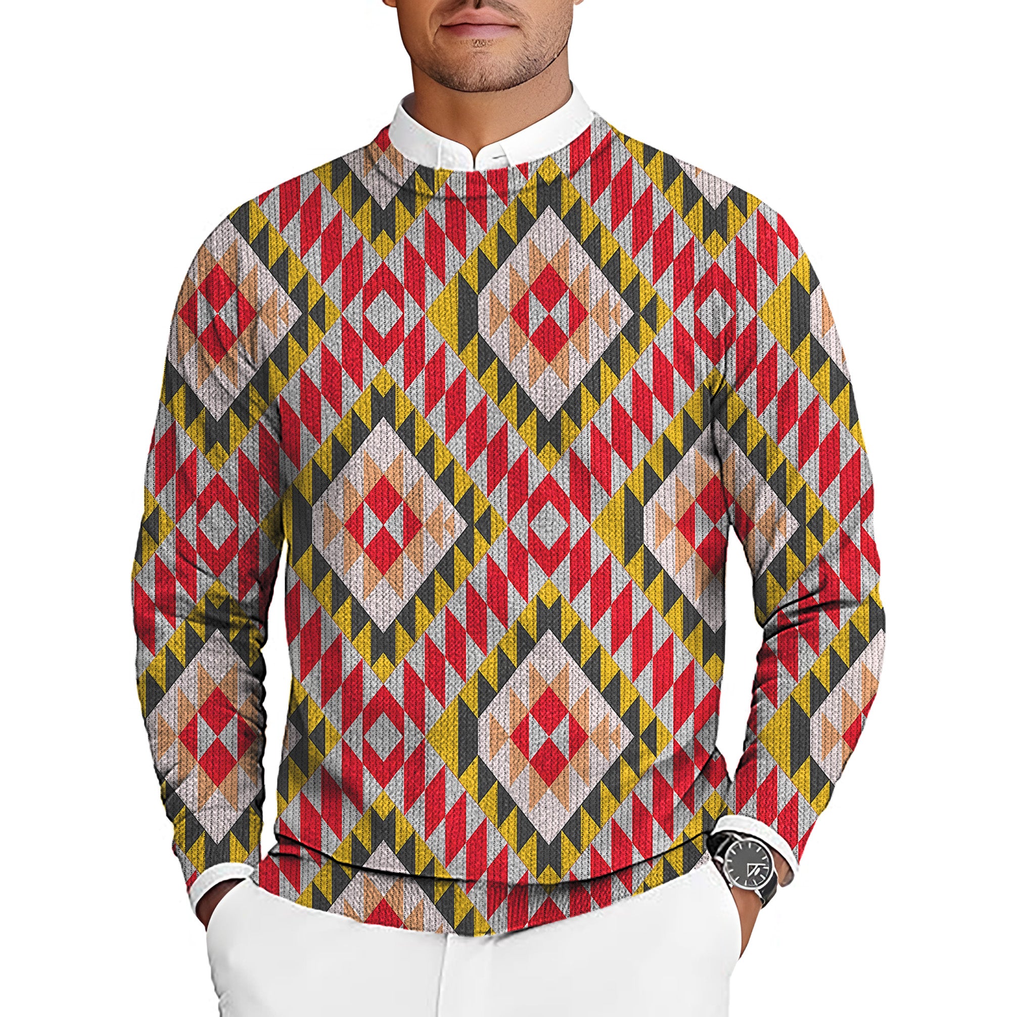 Eco Friendly Bold Vibrations Men's Golf Crewneck Pullover Sweaters Ugly Sweater