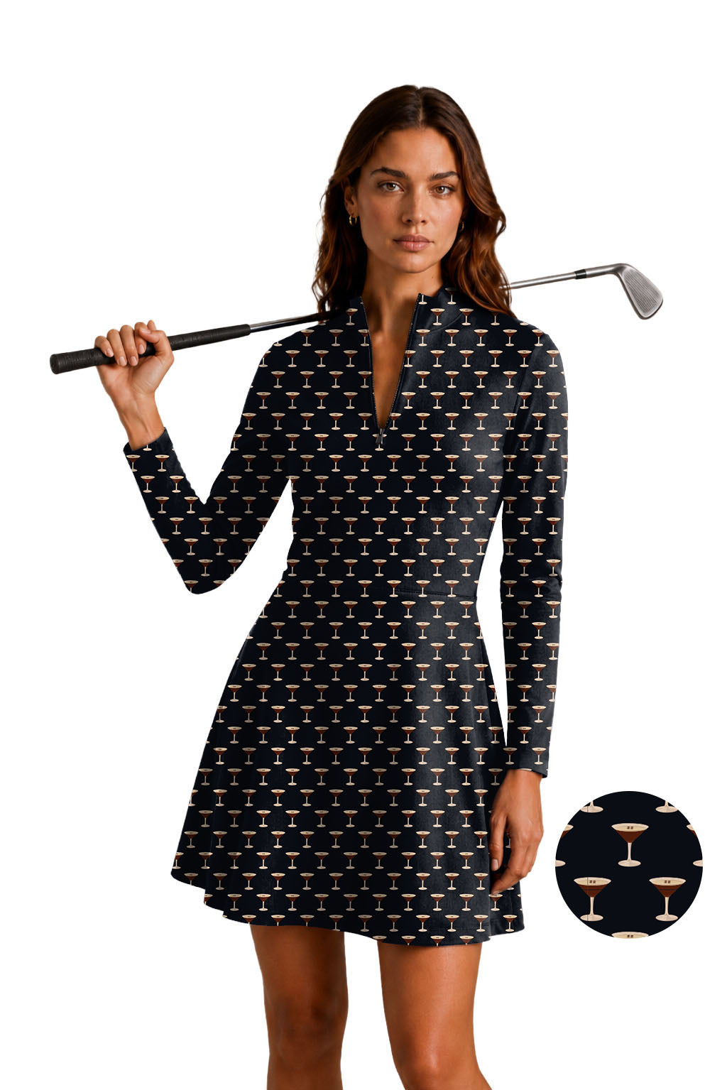 ESPRESSO MARTINIS Women's Golf Long Sleeve Zipper Dresses Comes with separate matching shorts
