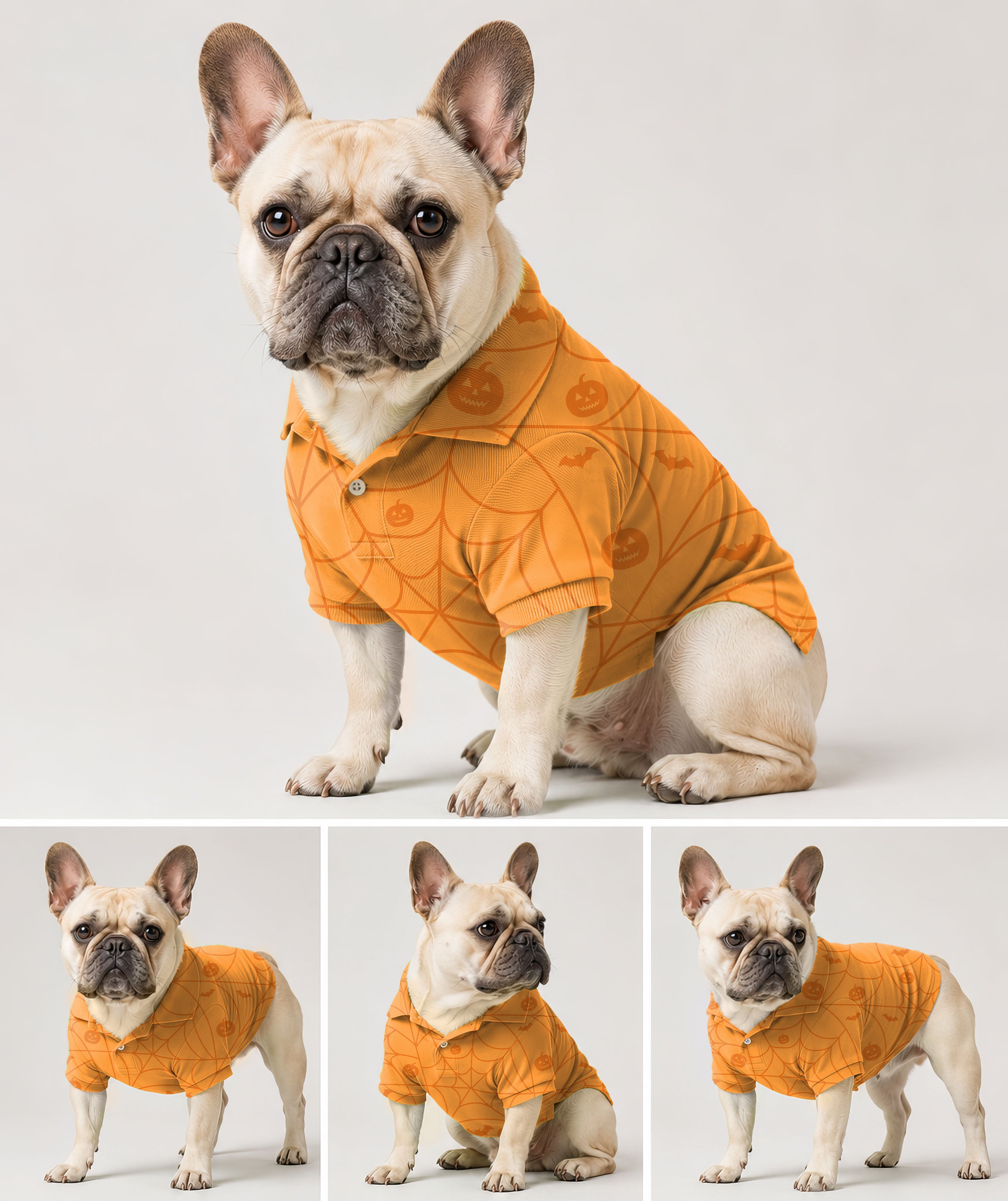 Dog's Halloween Spiderweb Pumpkin Golf Polo