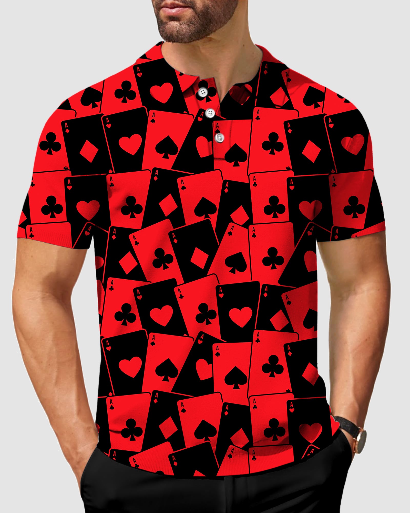 men's golf poker polo