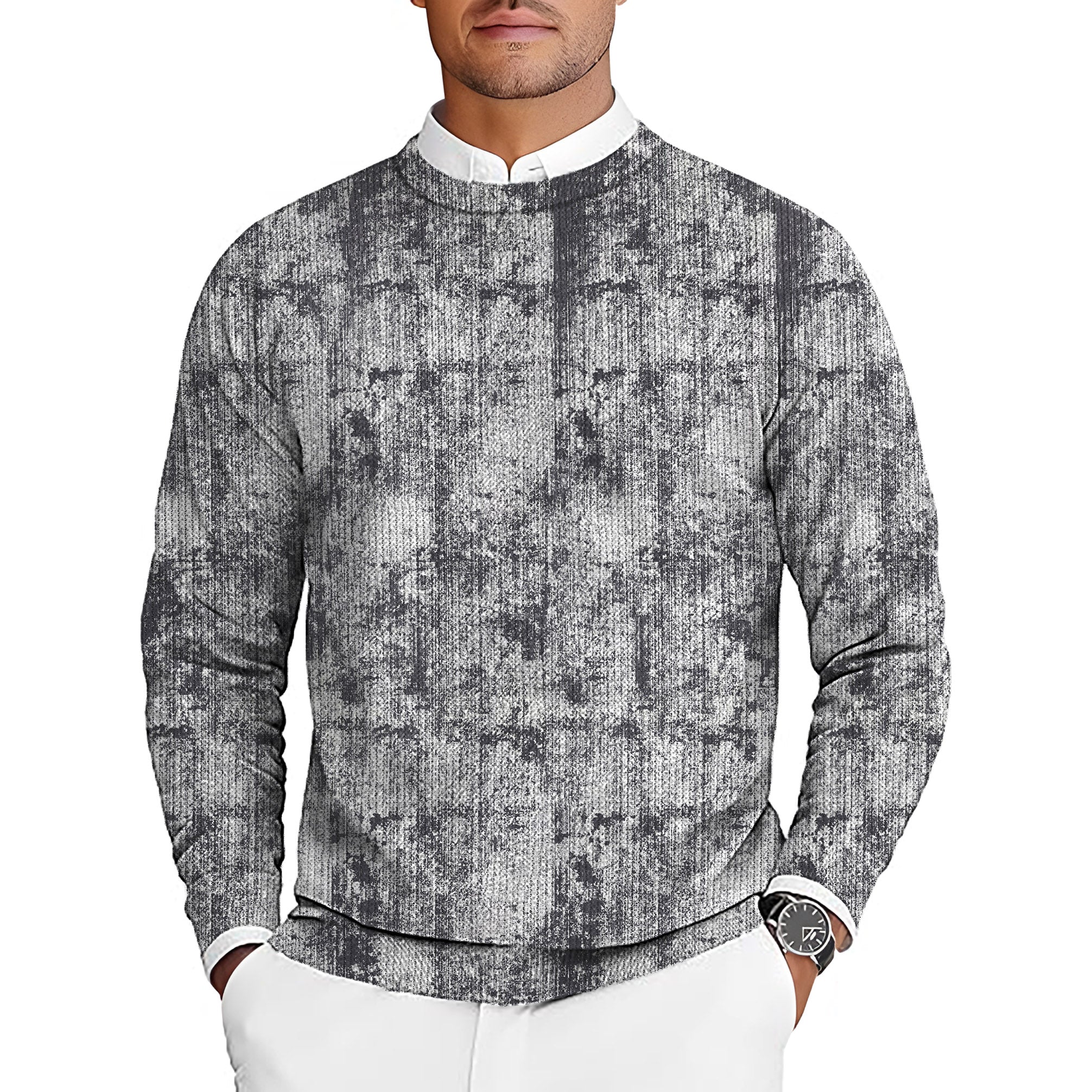 Gray Line Lmpression Men's Golf Crewneck Pullover Sweaters Ugly Sweater