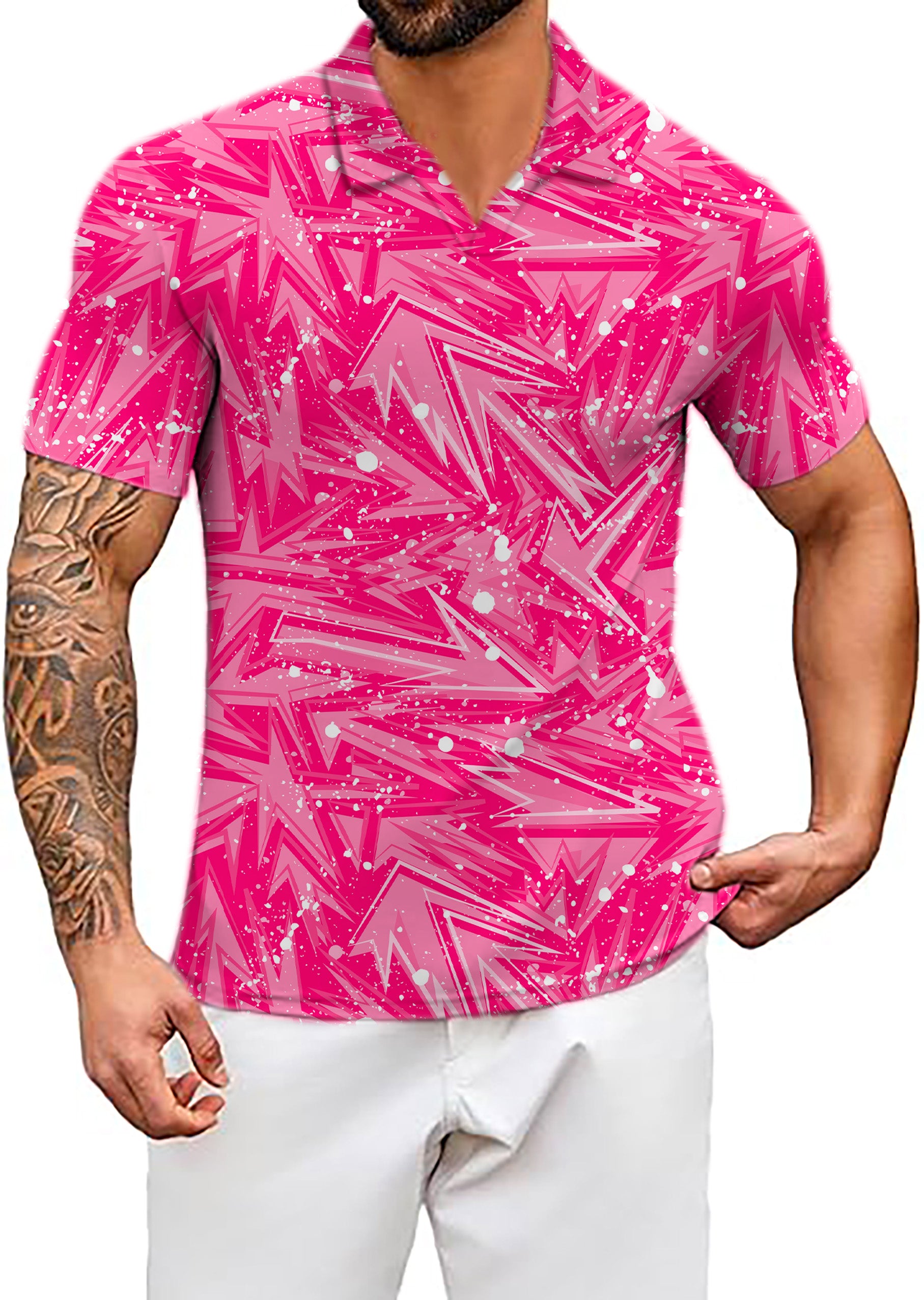 Men's POW V Neck Golf Polo Shirts