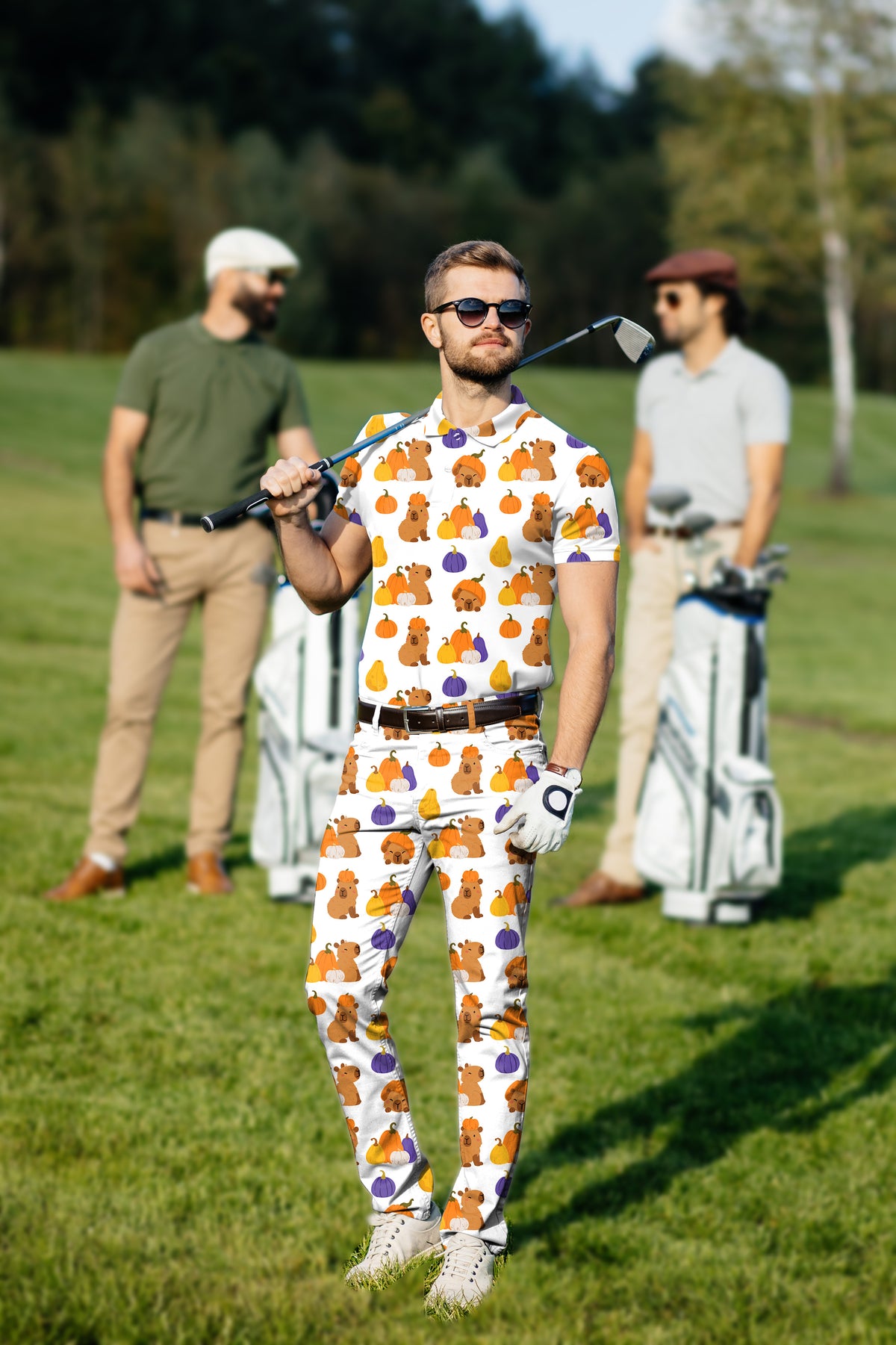 Men's Golf Set Polo+Pants Halloween Capybara