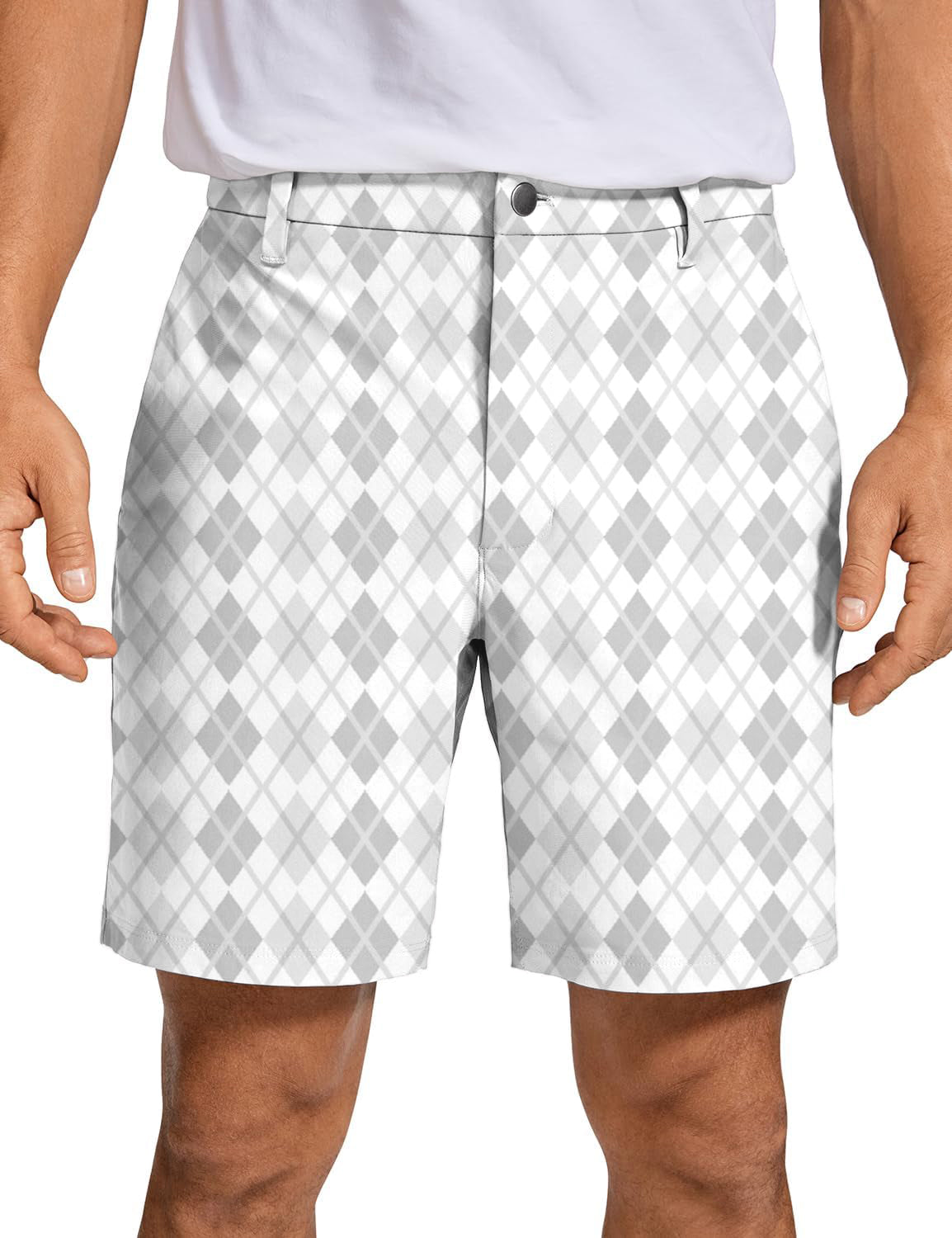 Men's grey grid Golf Shorts