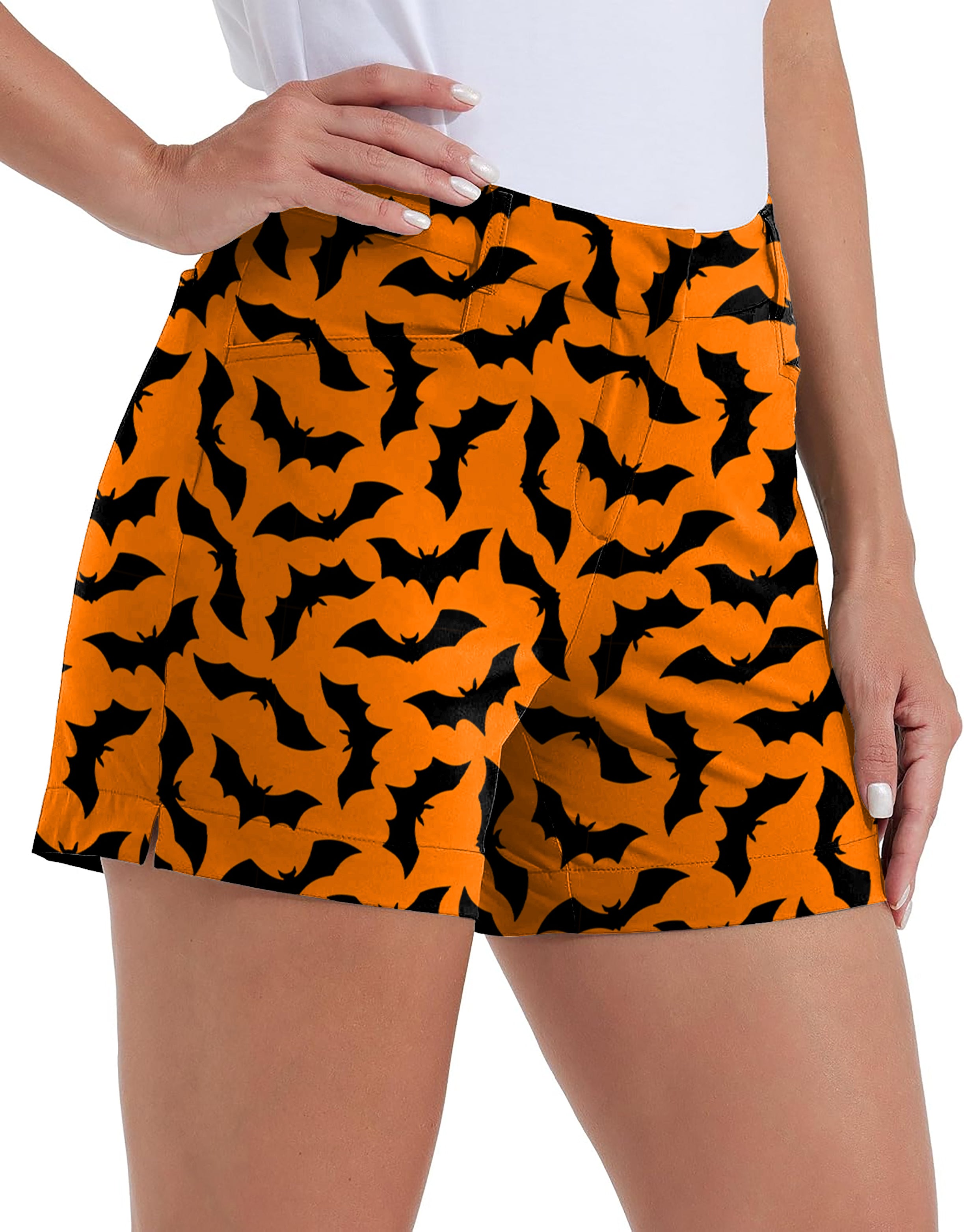 Halloween Bat Custom The Background Color Polo Own Logo 4.5/7/10" Golf Shorts Quick-Drying Woman Outdoor Casual Shorts With Pockets Waterproof