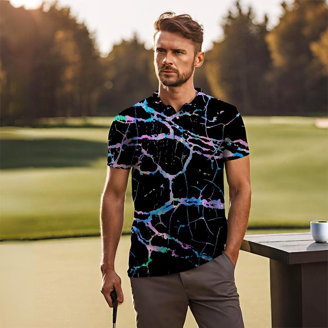 Men's Rainbow Lightning golf polo