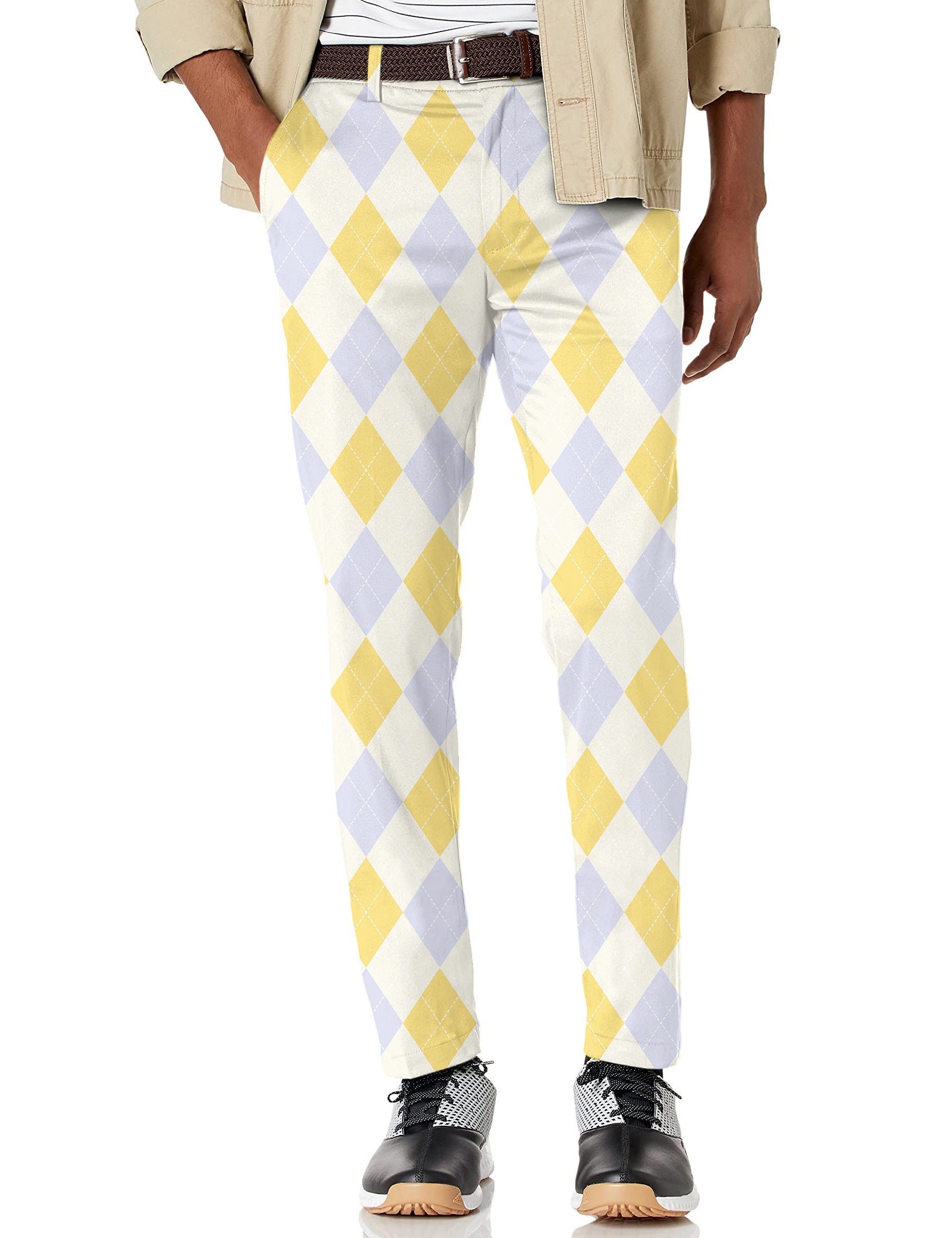 Men's Yollow Argyle Stretch Golf Pants