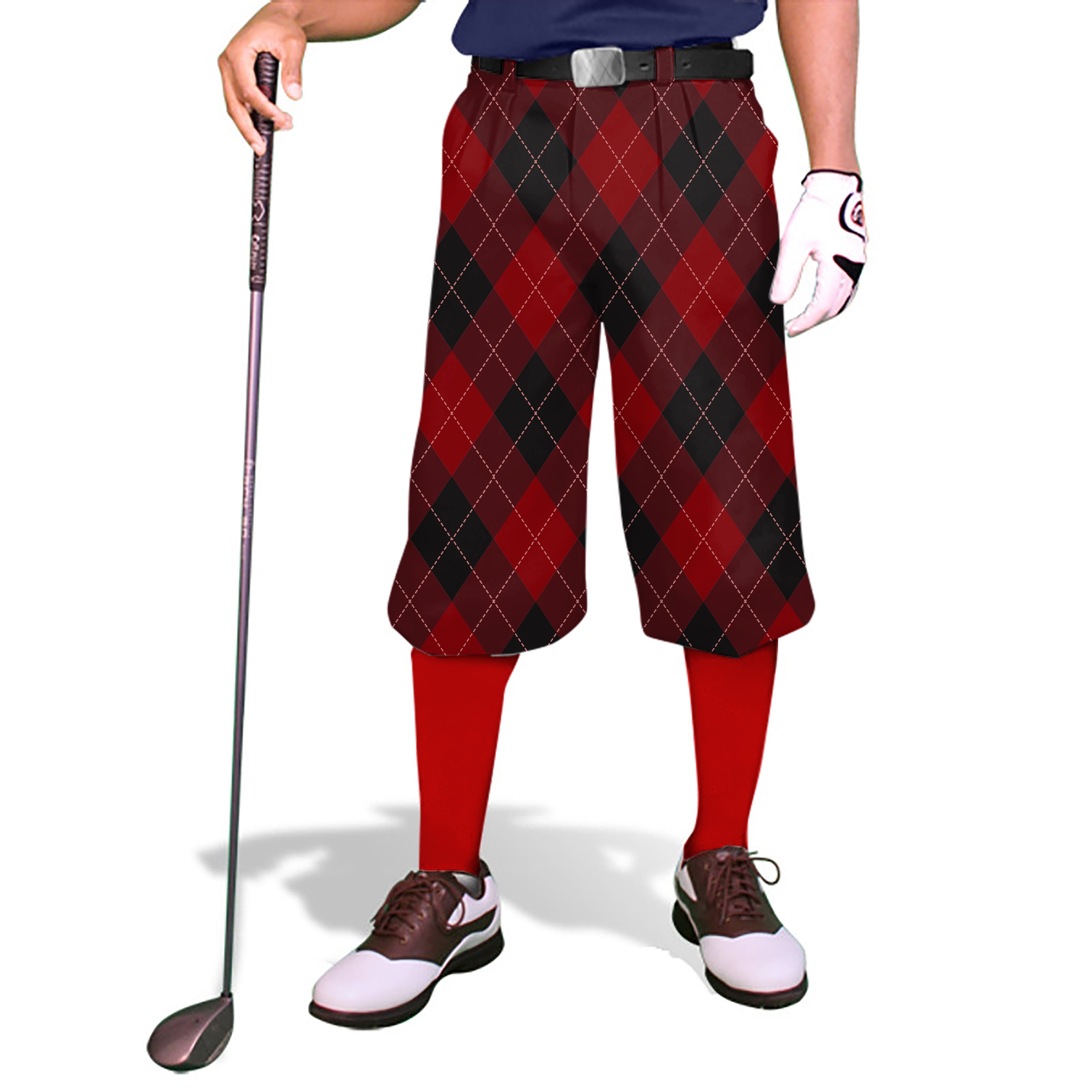 red Argyle-Men's Golf Knickers Pants