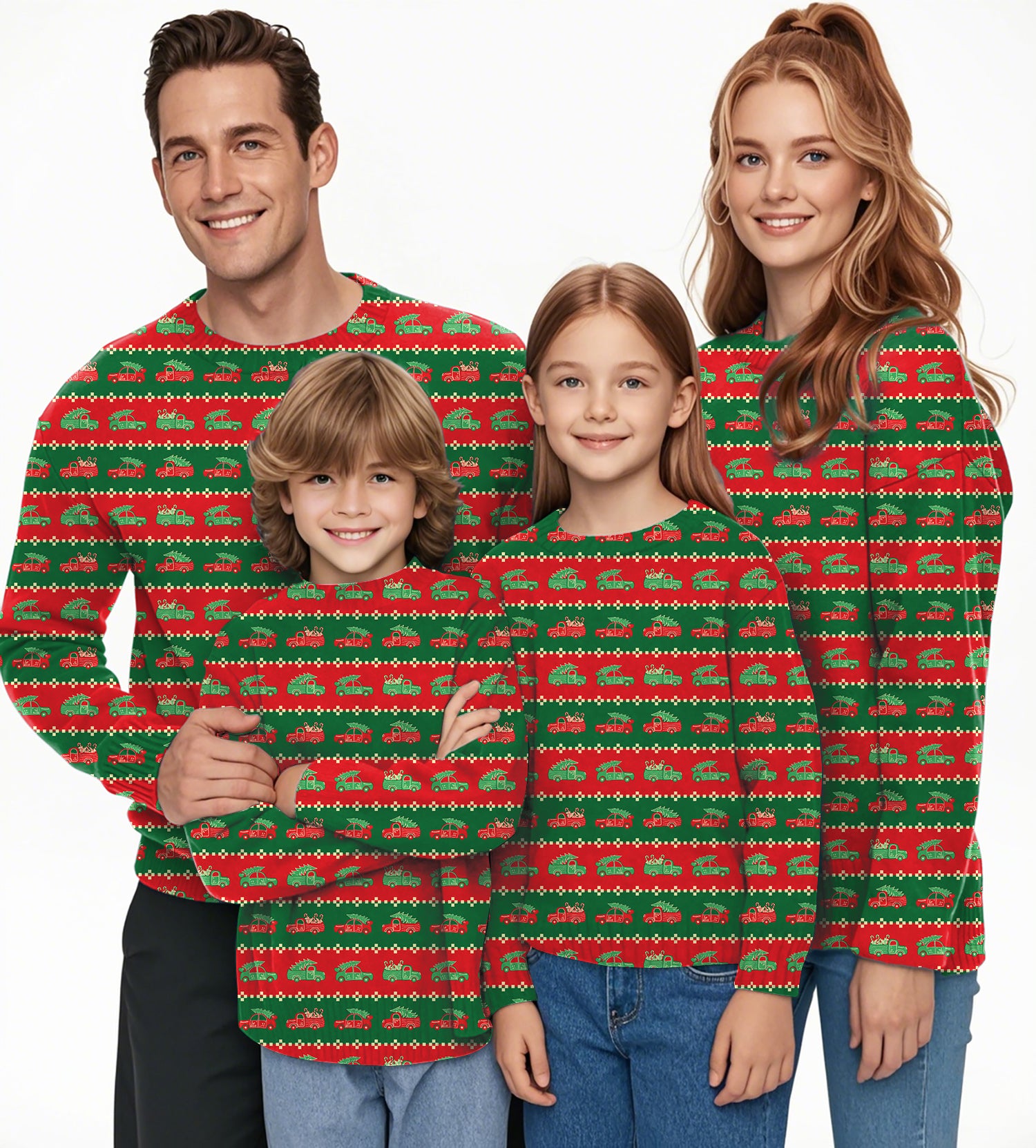 Truck Christmas Crewneck Pullover Ugly Sweater Men Women boy girl family