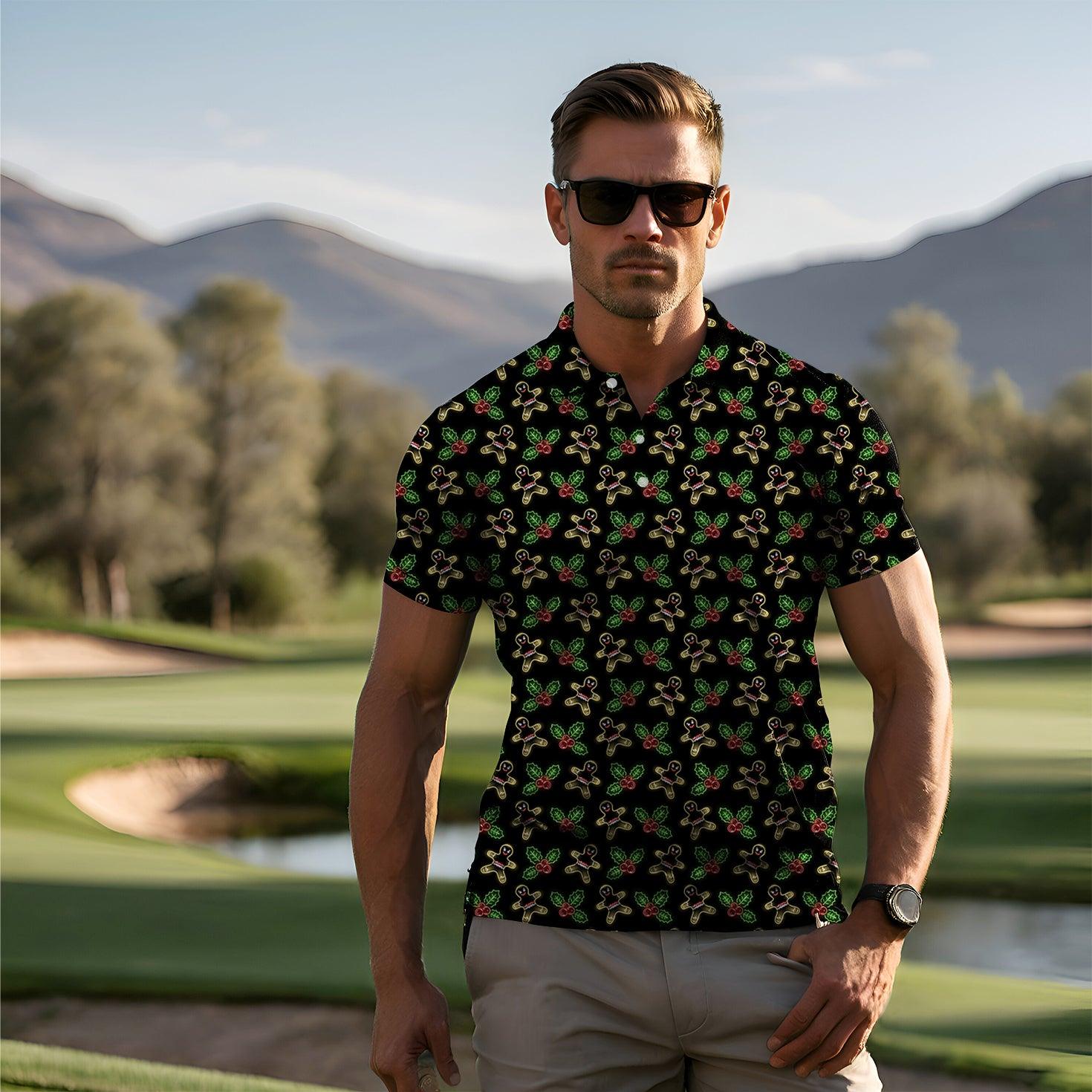 Men's Neon Gingerbread Man golf polo