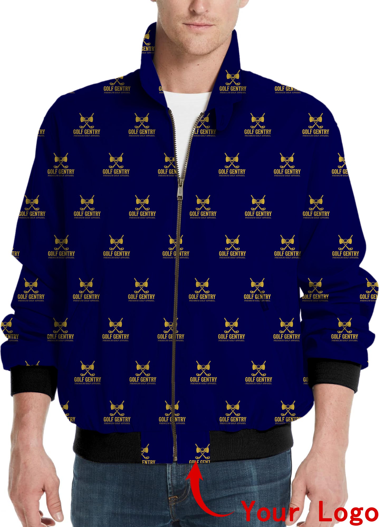 Custom Company Sport Team Logo Face  Men's Golf Windbreaker Light Jacket