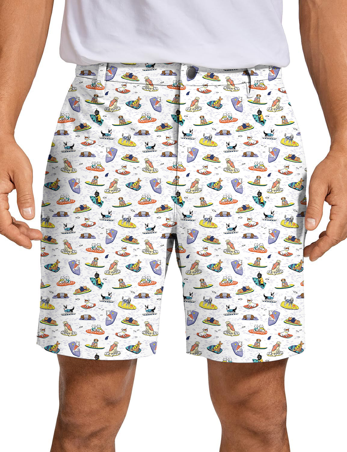 Men's Boogie Board Dogs Surf Golf Shorts