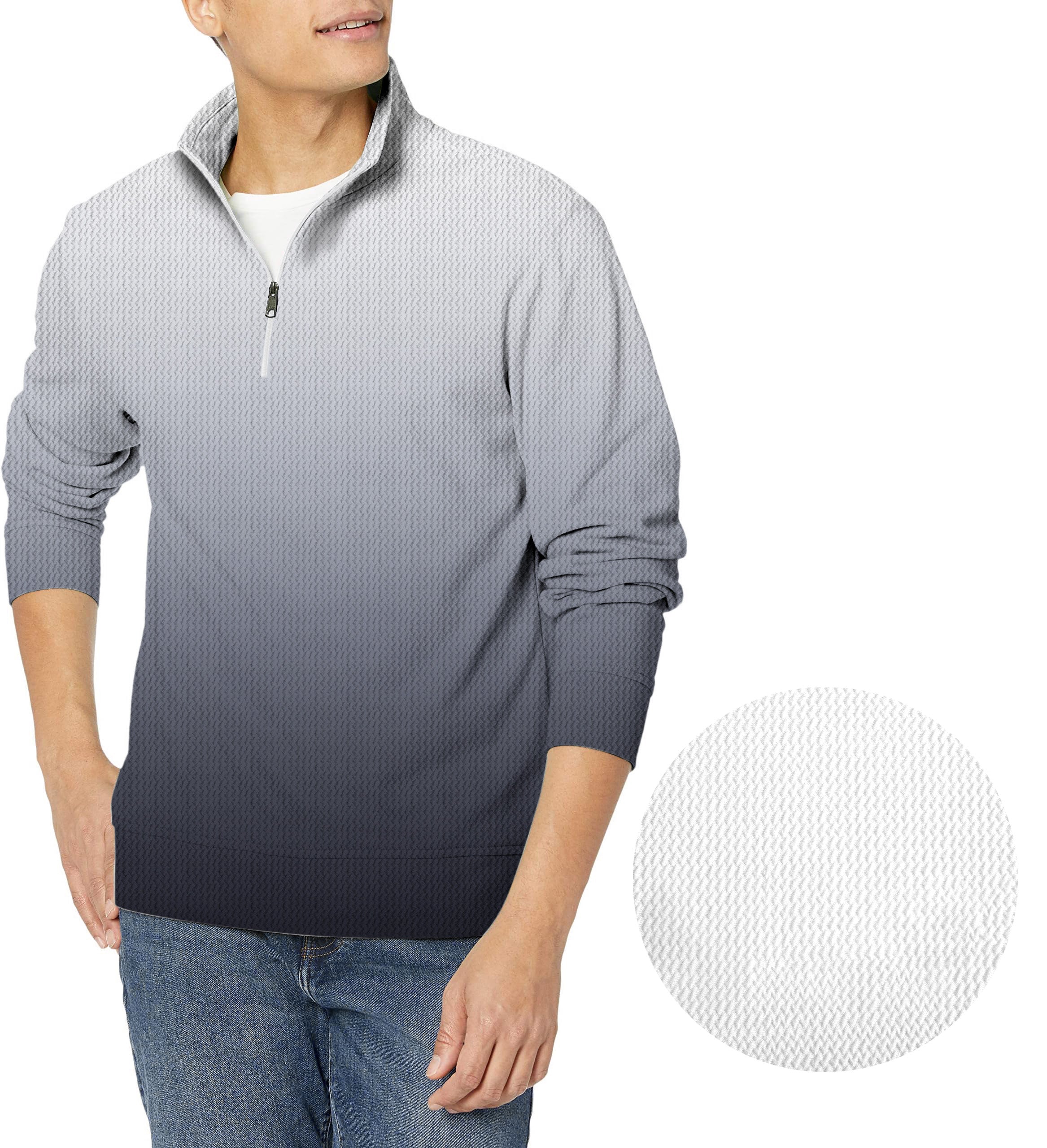 Black And White Gradient Men's Golf Waffle Zipper Pullover