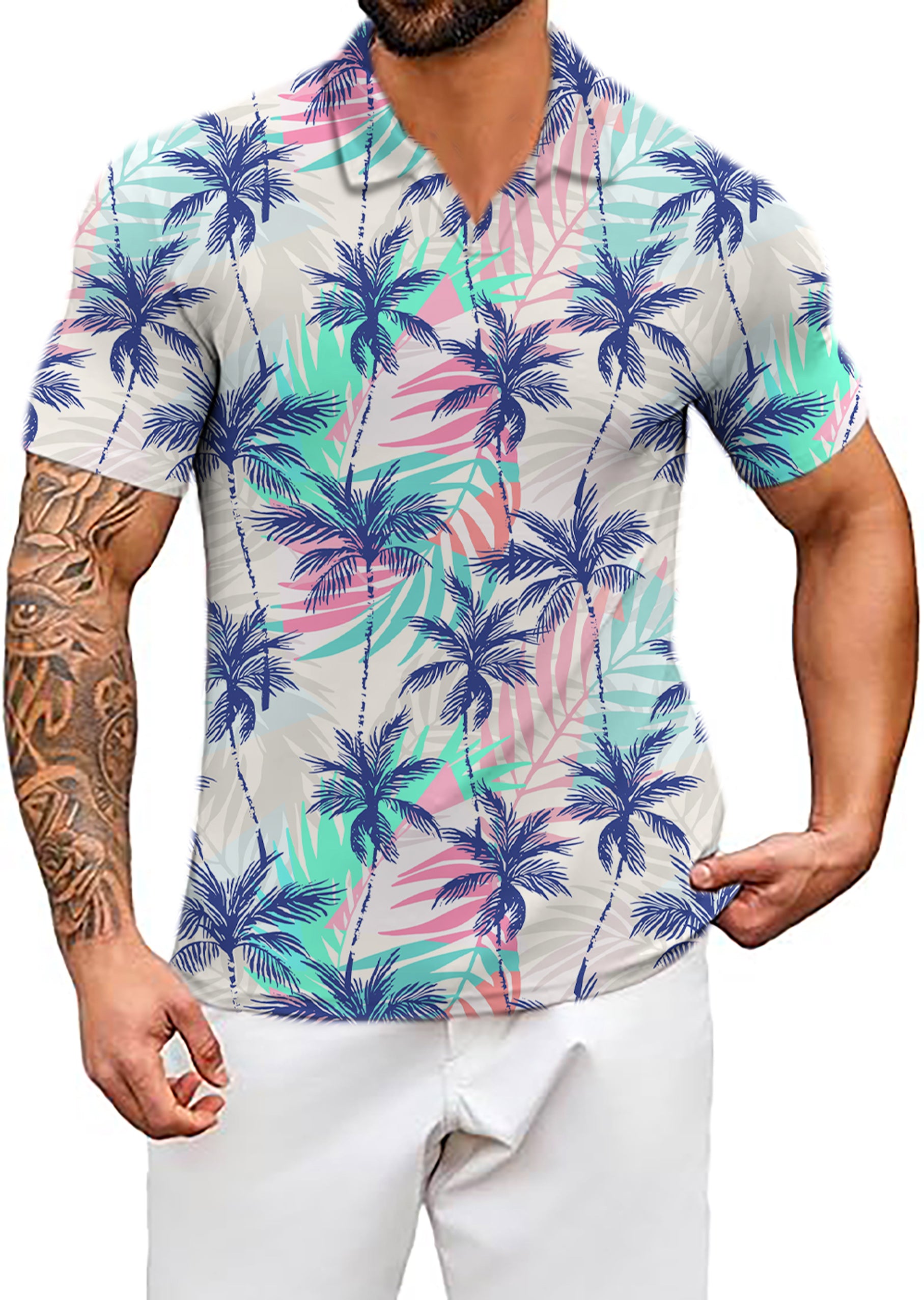 Men's Cali Vibes V Neck Golf Polo Shirts