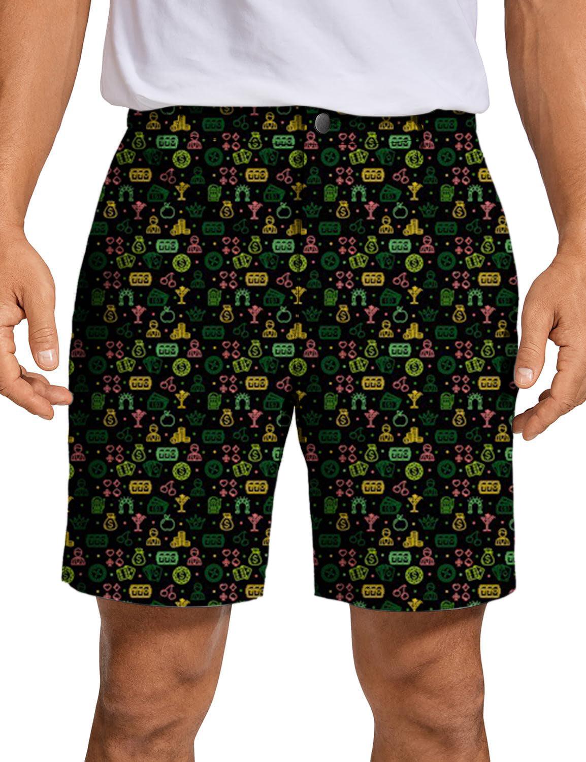 Men Casino Colorful Background Pattern Golf Shorts