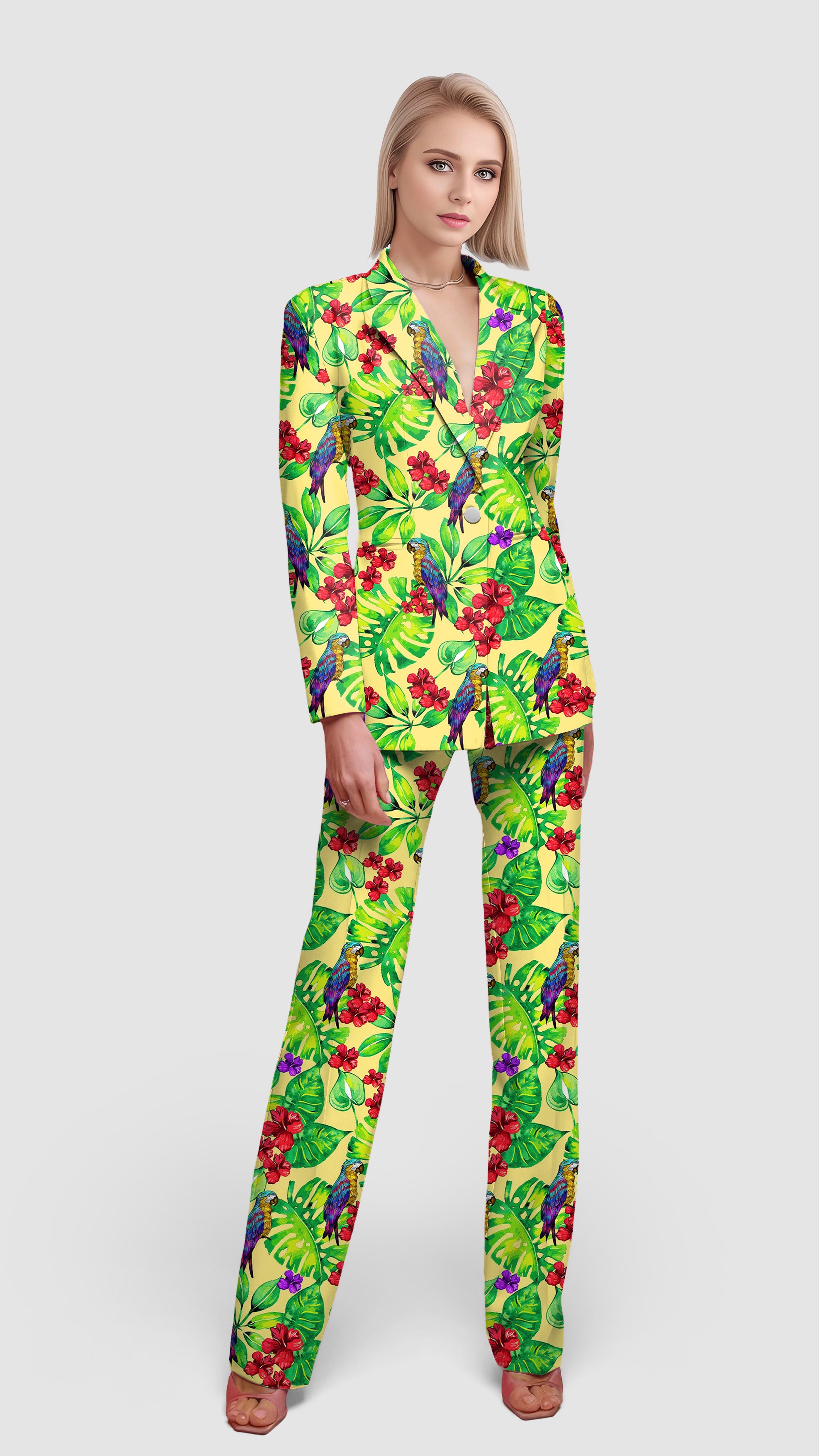 Palm Leaf Toucan-Women's Blazer Casual Work Office Blazer Suit set