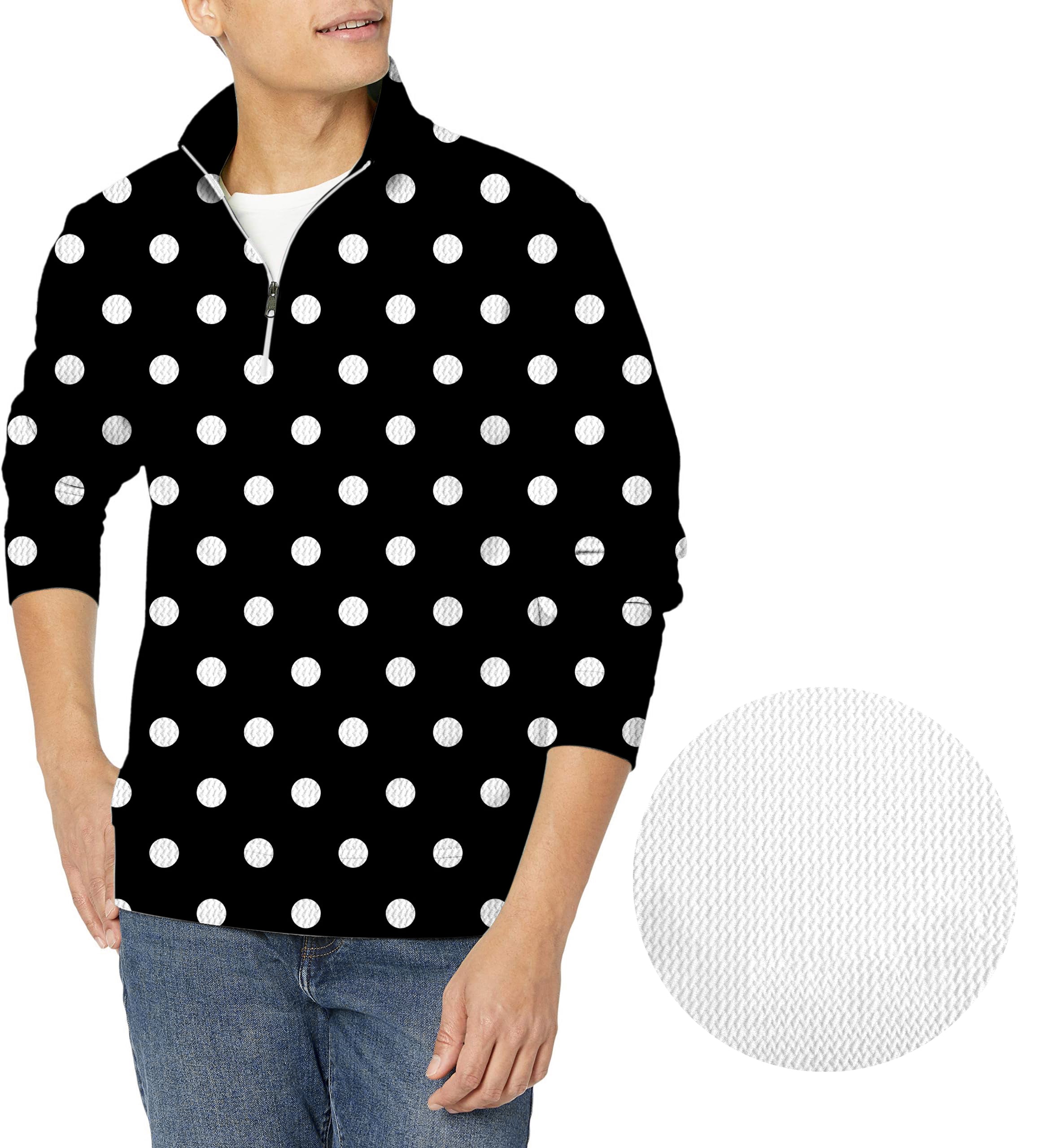 Pink Polka Dots Men's Golf Waffle Zipper Pullover
