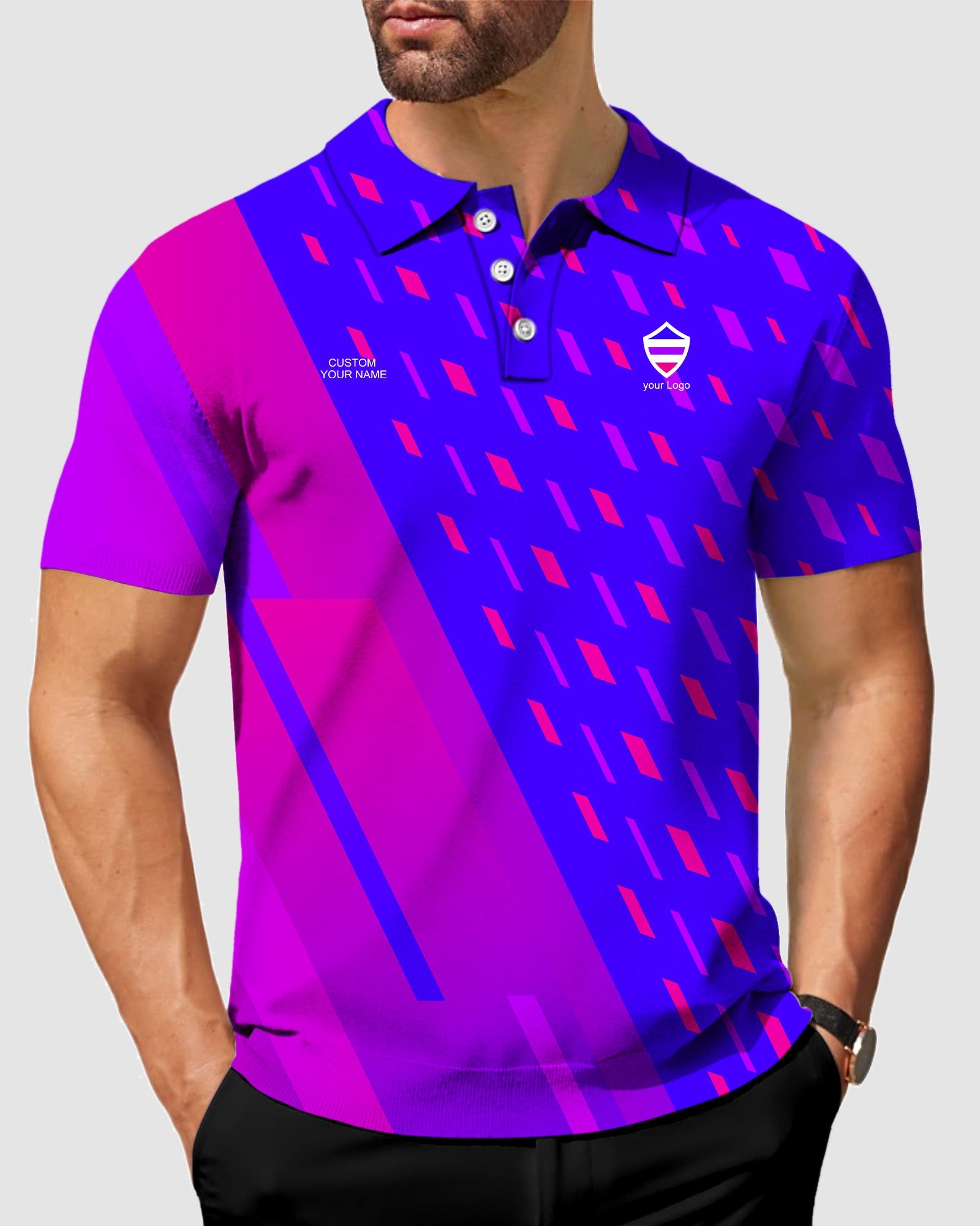 Men's blue purple pink sport Team Golf Polo