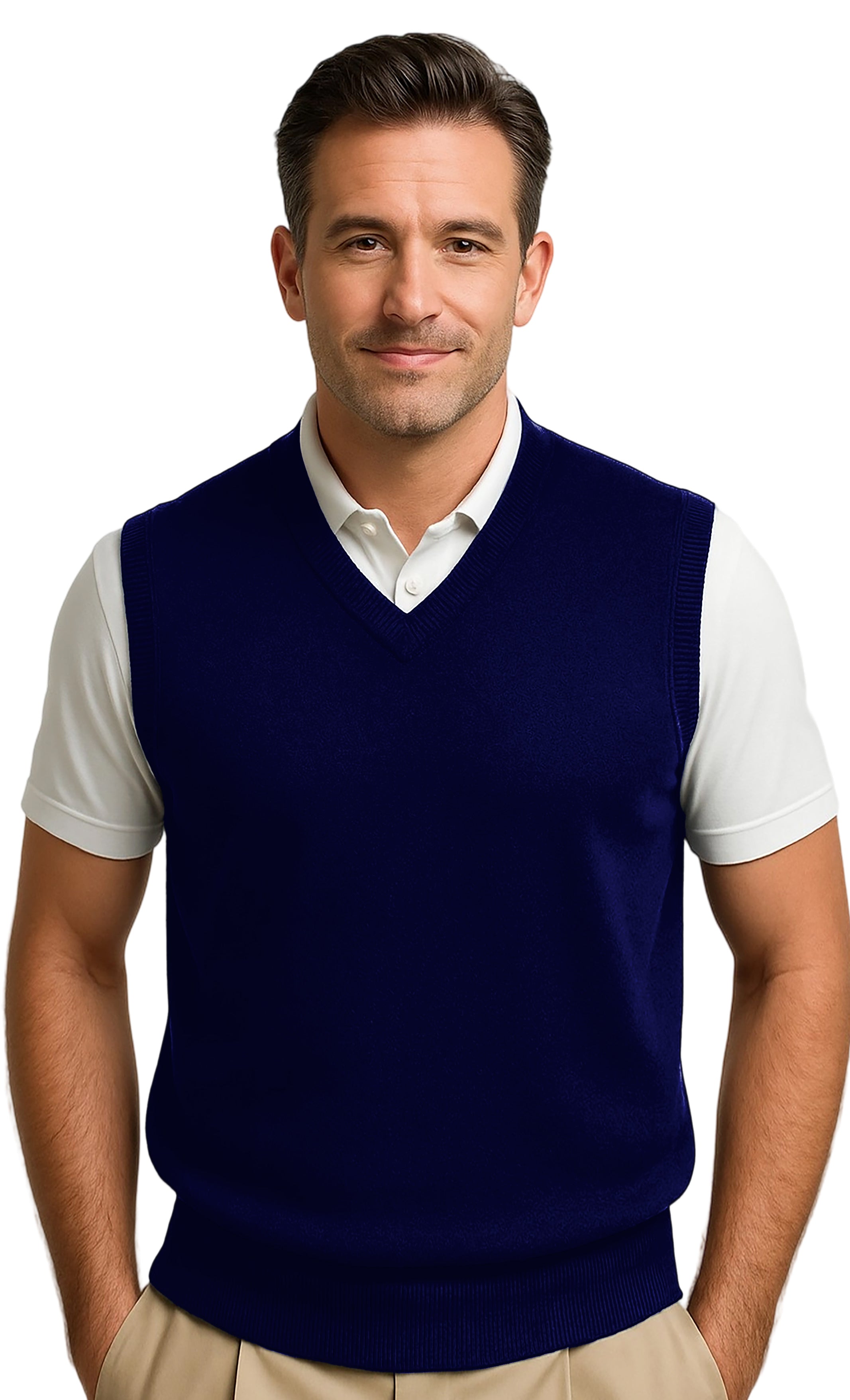Men's Argyle Wool Sweater Vest - Mens Navy