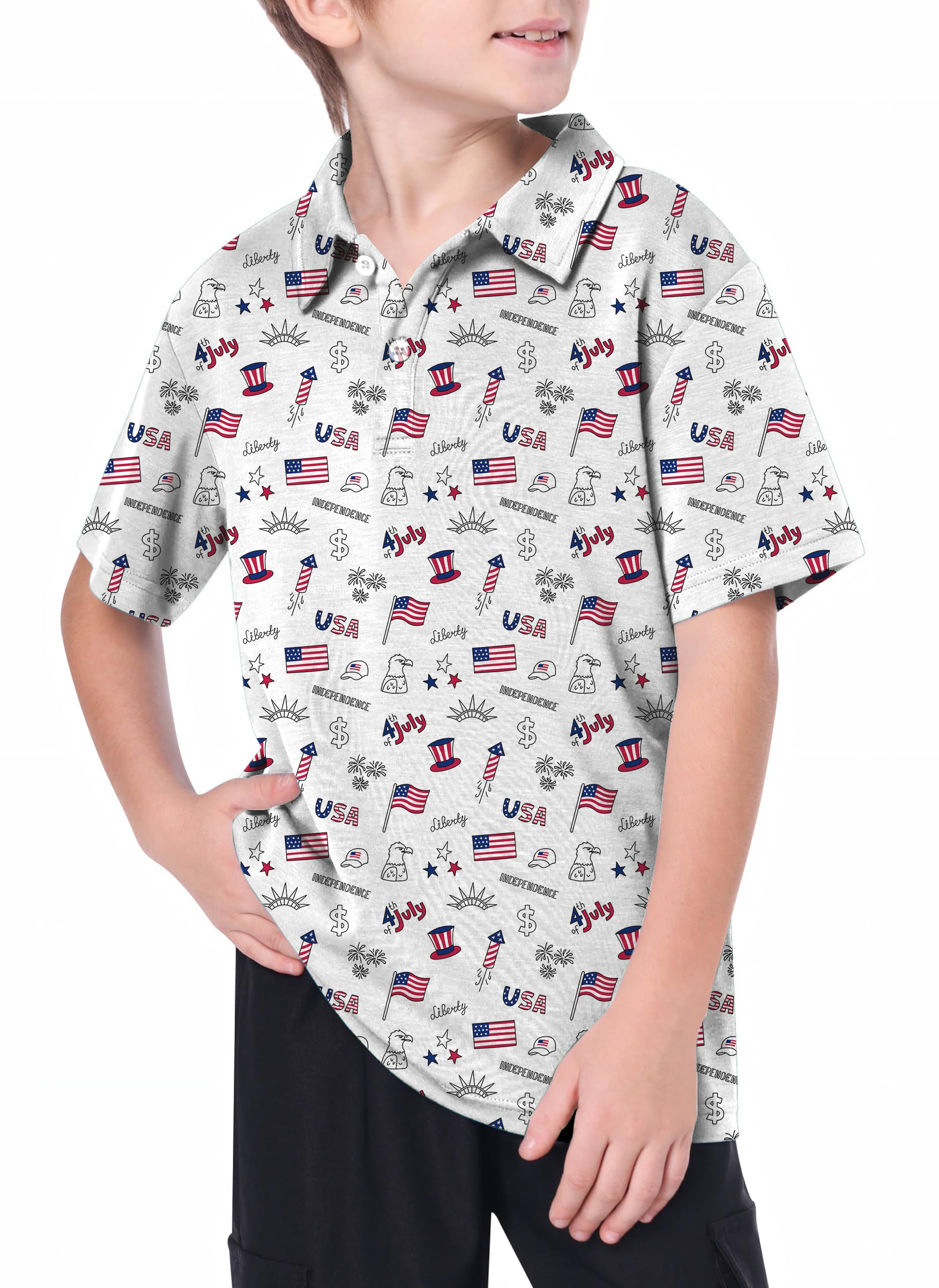 Youth American flag Golf Polo