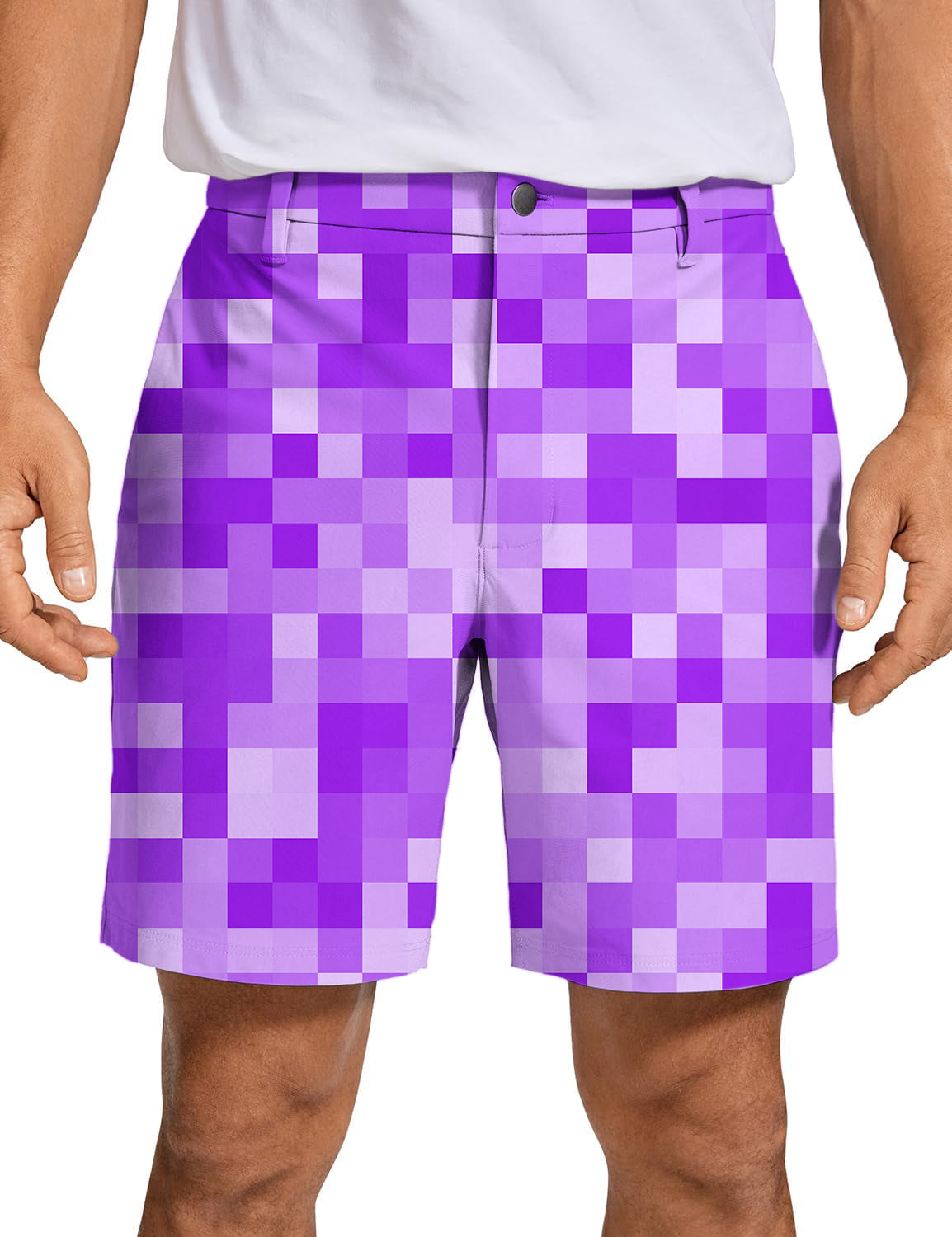 Men's Purple Pixel Big Golf Shorts