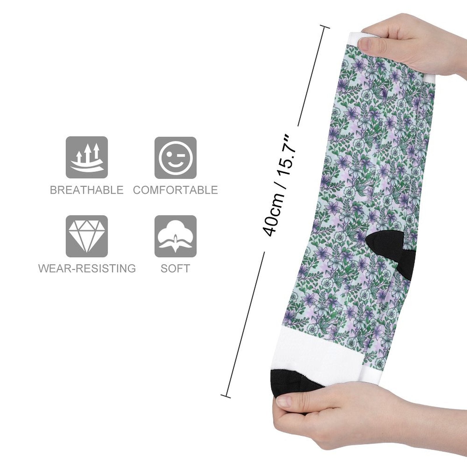 Purple flowers Prined socks Gifts for Men Women