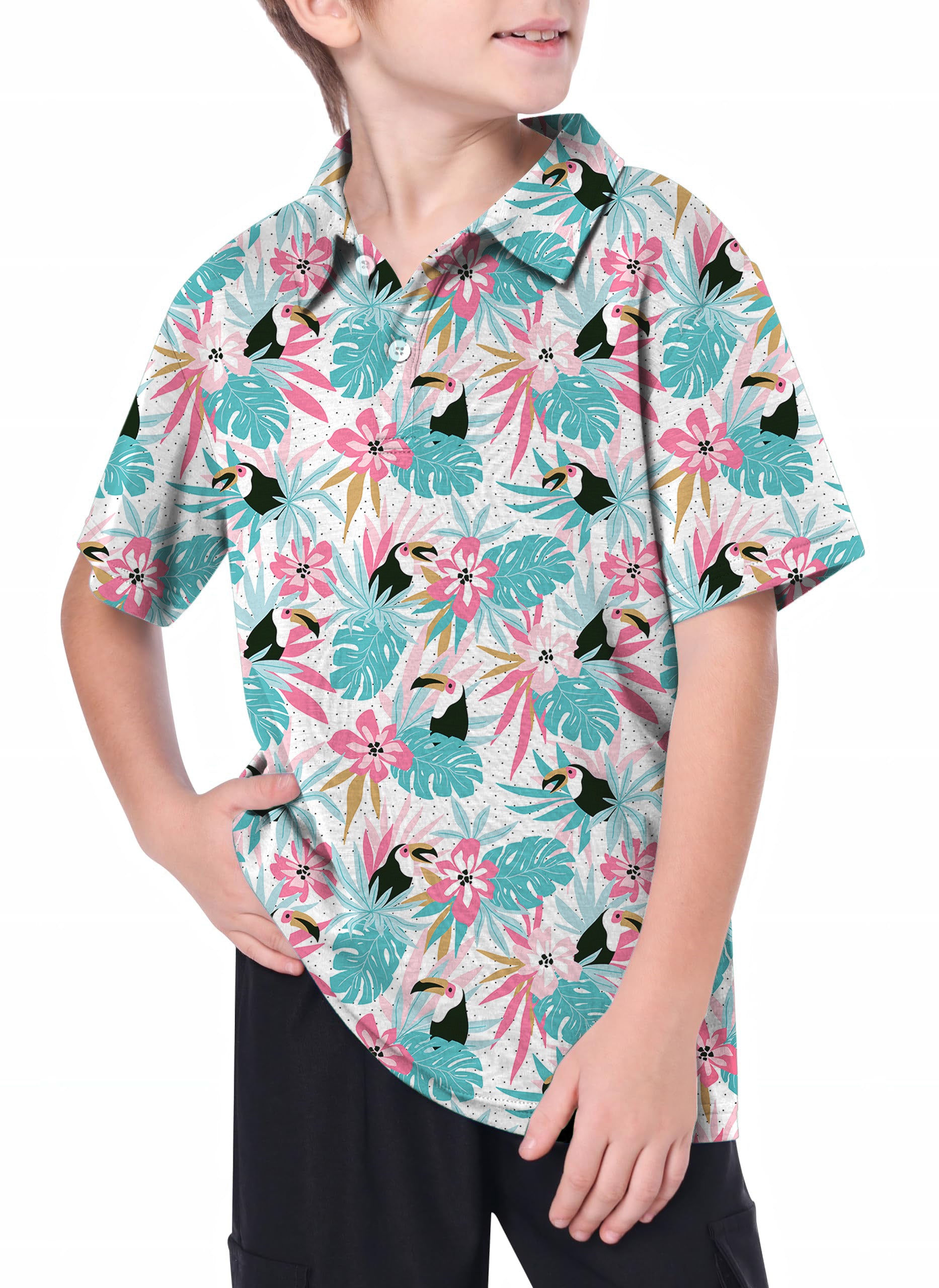 Youth Floral Toucan Golf Polo